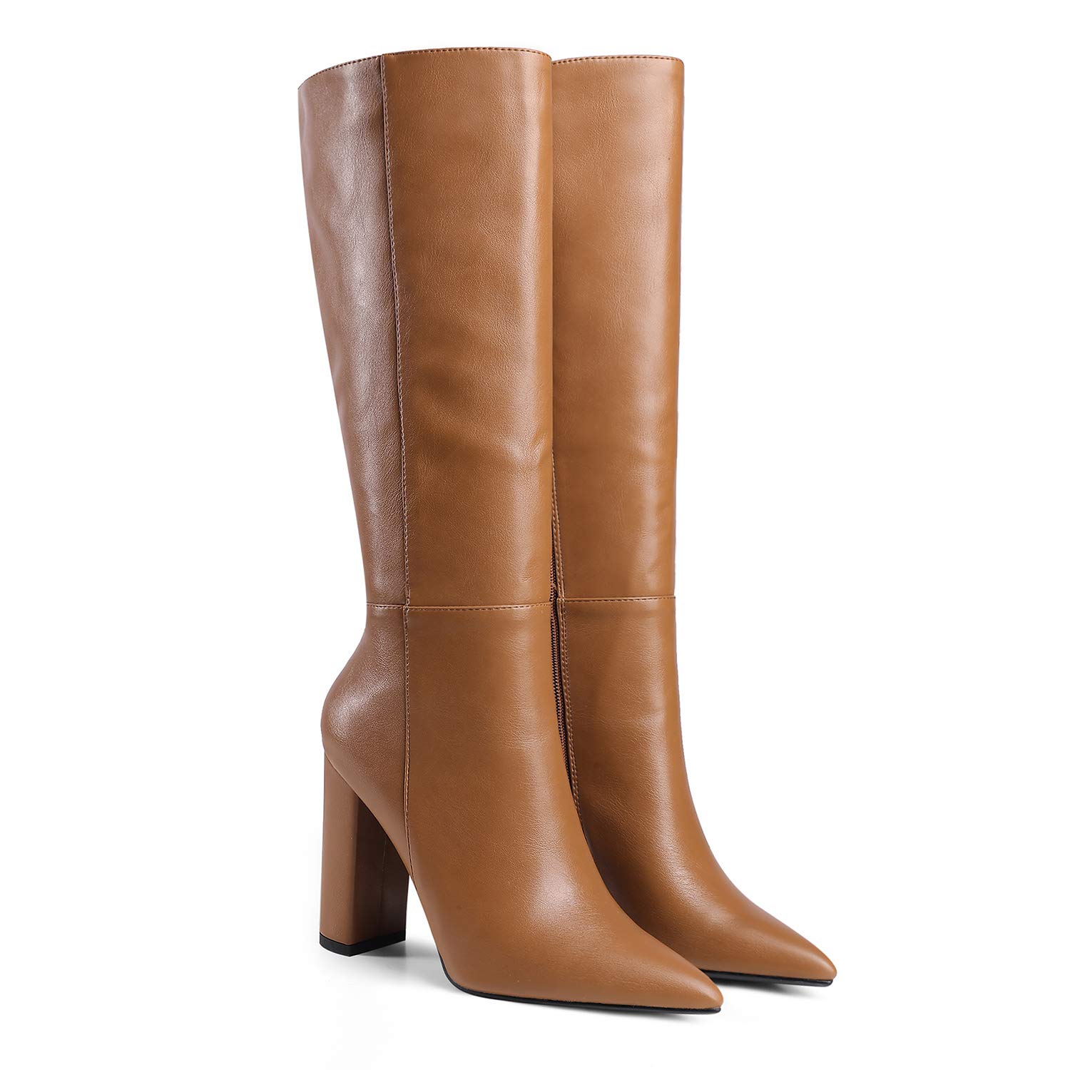 LEHOOR Women's Knee High Boots with Chunky Heel - Pointed Toe Side Zipper Dress Boots for Women US Size 4-11 | Sexy High Heel Booties for Party, Office & Night Out