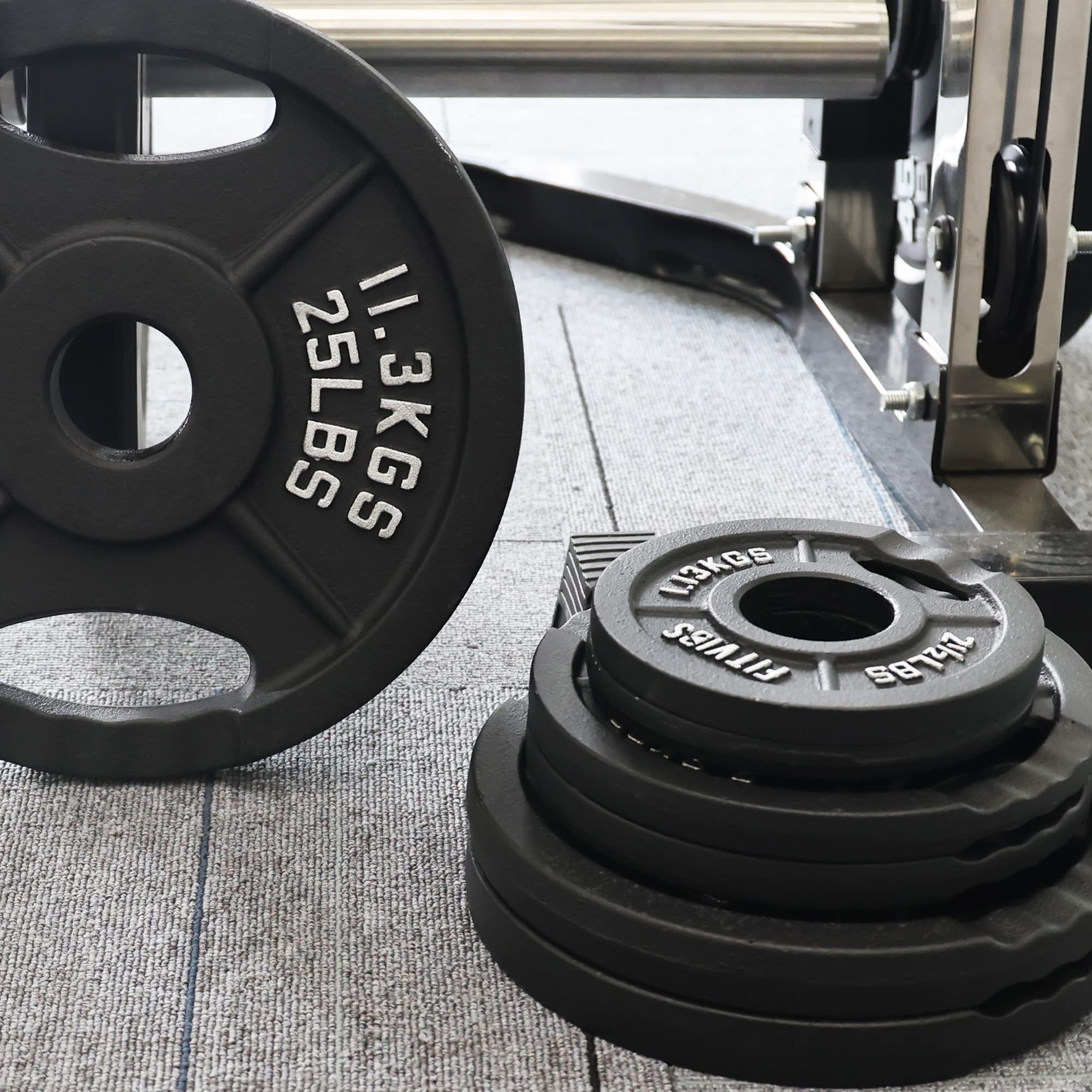 Olympic Cast Iron Weight Plates for Strength Training & Weightlifting - Pair, Set, or Combo with Barbell - Multiple Sizes for Home Gym & CrossFit Workouts