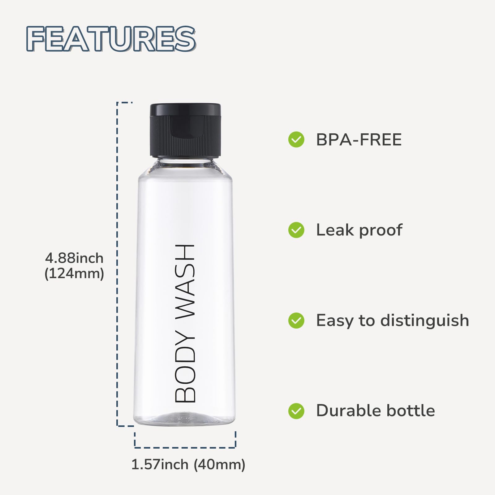 LISAPACK 3.4 oz (100ml) TSA Approved Travel Bottles Set - 6 Pack Clear Plastic Leak-Proof Toiletries Containers for Shampoo, Lotion & Cosmetics | Perfect for Air Travel, Gym & Vacation Essentials