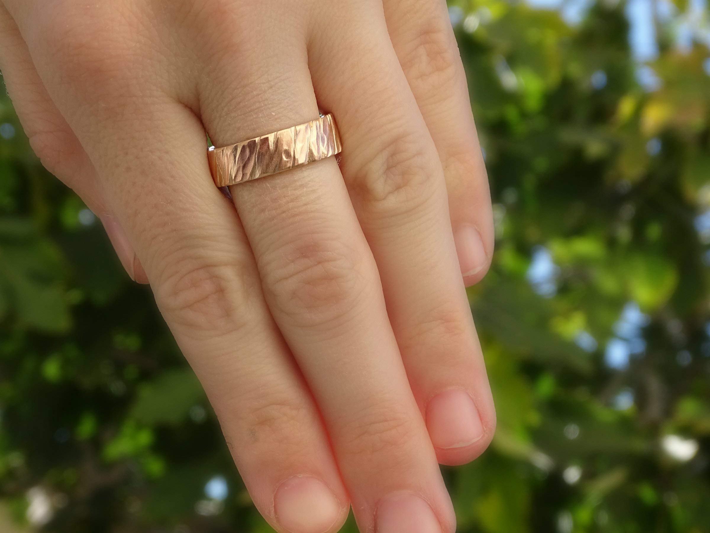 Handmade Bronze Wedding Band for Men - Unique Hammered Bronze & Silver Ring - Rugged & Stylish Men's Jewelry - Perfect Anniversary Gift for Him - Ideal for Weddings, Engagements & Everyday Wear