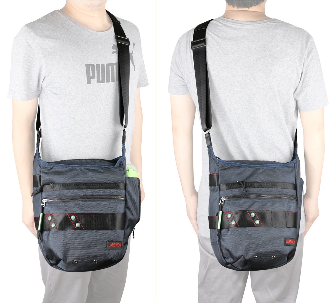 Larswon Vertical Messenger Bag for Men & Women - Blue | Work & Travel