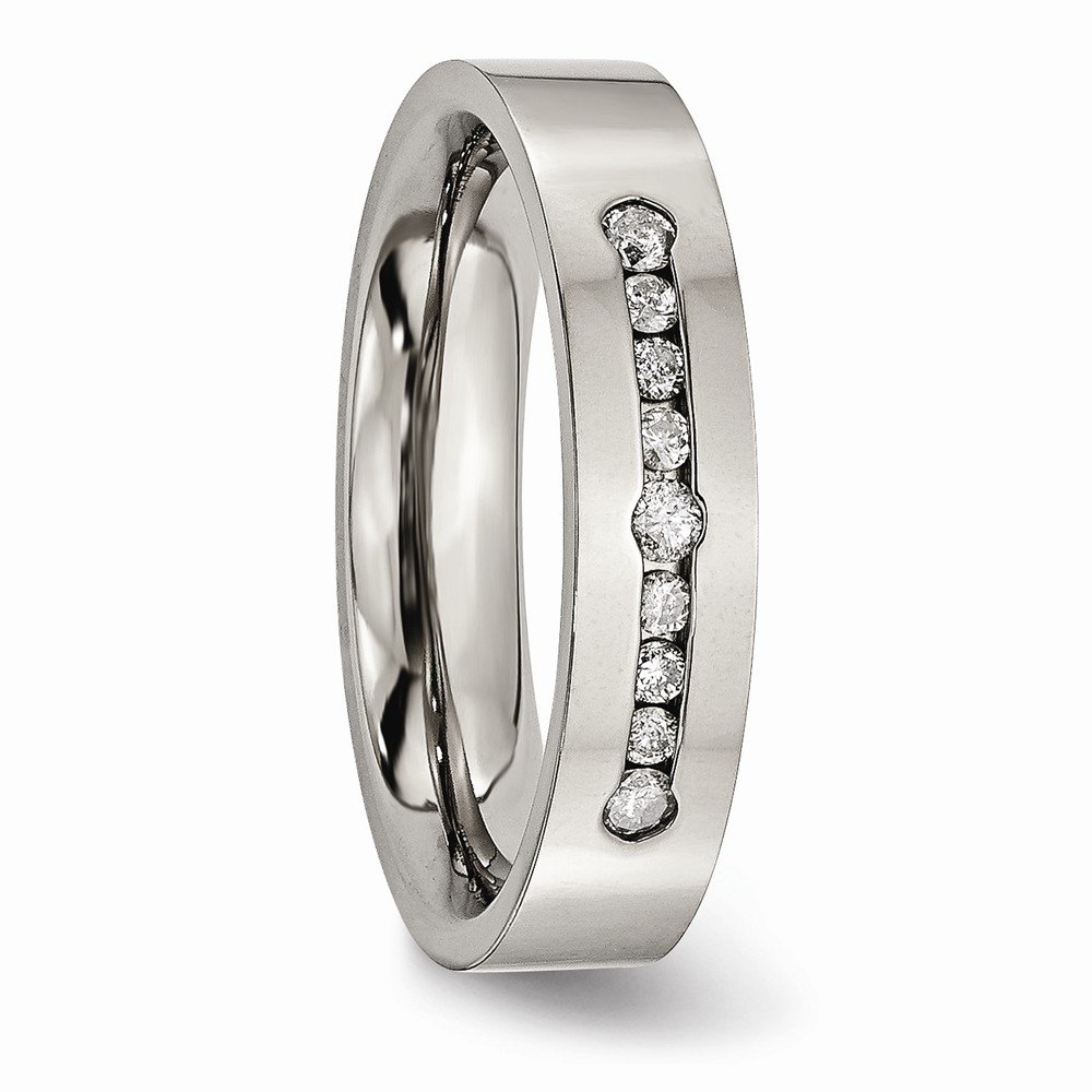 Solid Titanium 1/4ct tw. Diamond 6mm Wedding Band Ring for Men & Women - Durable & Hypoallergenic Titanium Jewelry for Engagement, Anniversary & Everyday Wear