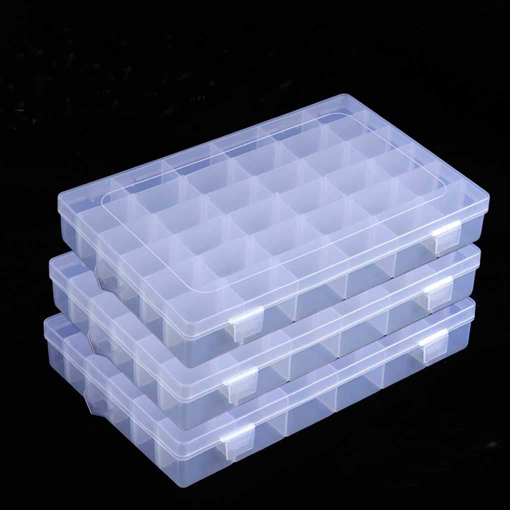 Transparent Plastic Storage Box with 36 Cells - Perfect for Organizing Jewelry, Electronic Components & Small Parts (3-Pack) - Ideal for Craft Rooms, Workshops & Home Organization