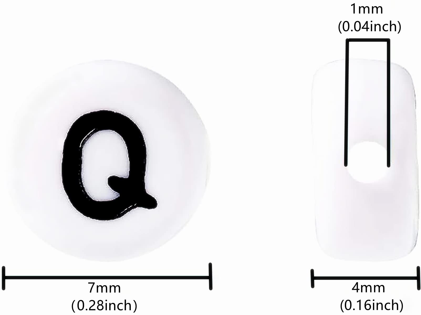 100PCS White Round Acrylic Alphabet Beads Letter Q - 4x7mm DIY Jewelry Making Supplies for Bracelets, Necklaces, Keychains - Perfect for Crafts, Gifts & Personalized Accessories