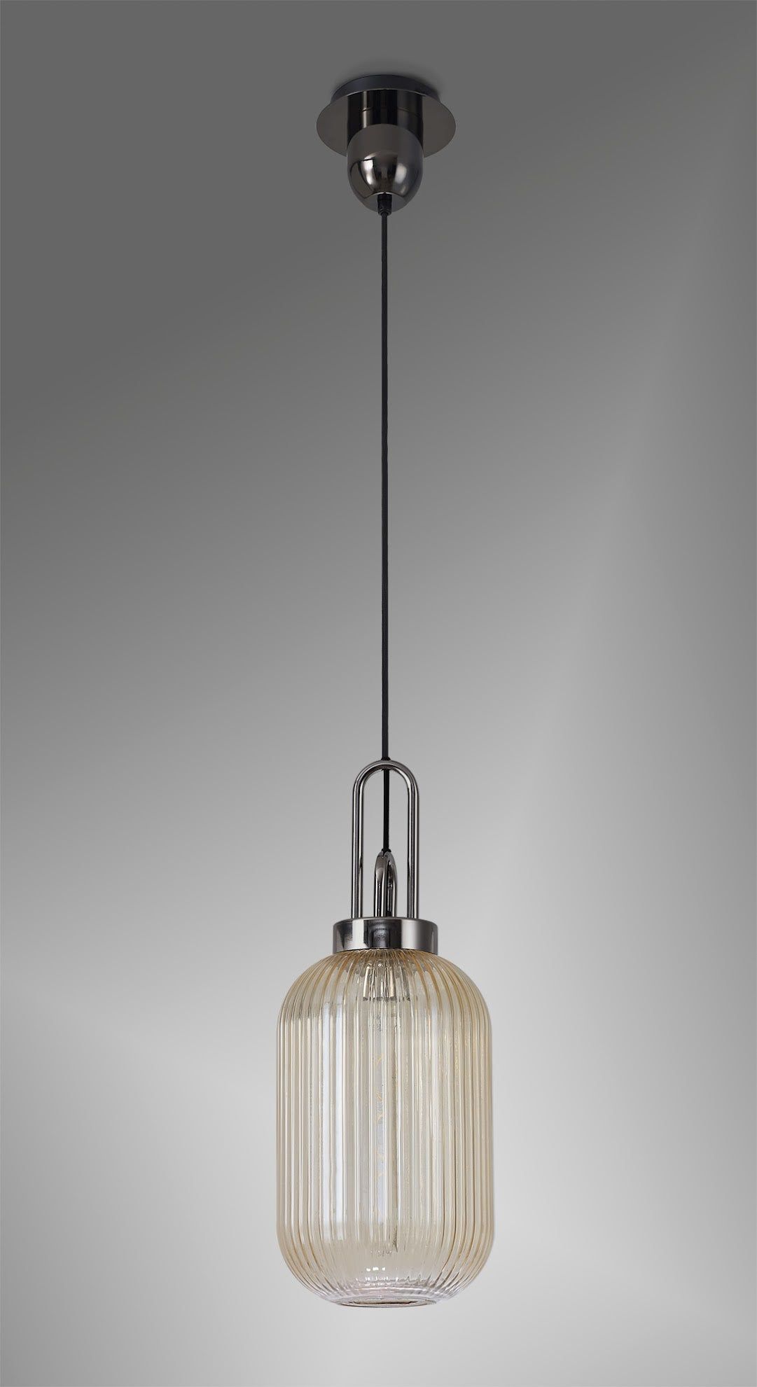 Stylish Cadiz 1-Light Pendant Light with 20cm Tubular Ribbed Glass Shade - E27 Socket, IP20 Rated, Multiple Color Options - Perfect for Kitchen Island, Dining Room, or Entryway Lighting