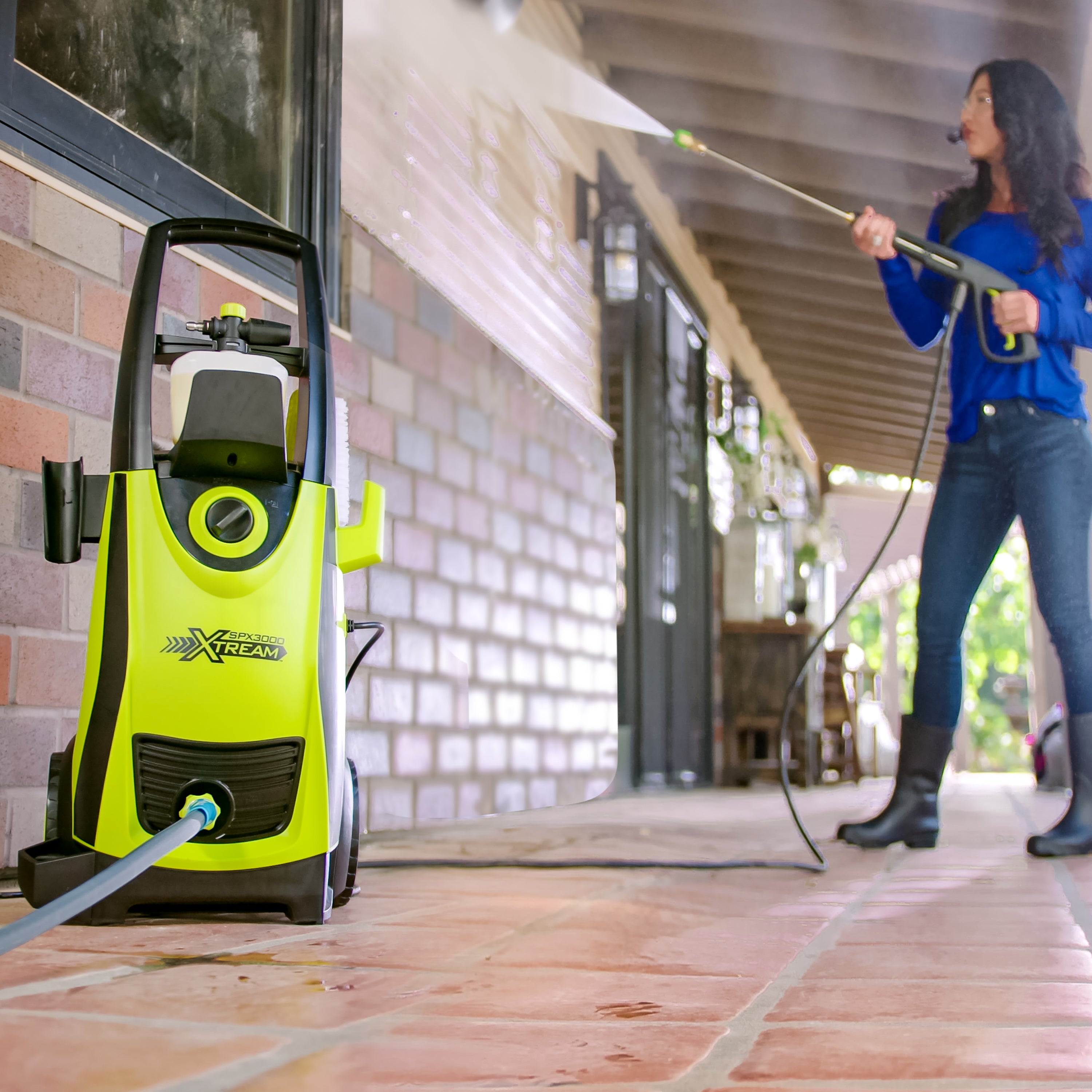 Sun Joe SPX3000 XT1 BV4 XTREAM Electric Pressure Washer - 2030 PSI, 1.76 GPM, 13 Amp Motor | Best Value Pressure Washer Bundle with Triple Action Power | Perfect for Cleaning Driveways, Decks, Patios & Outdoor Furniture