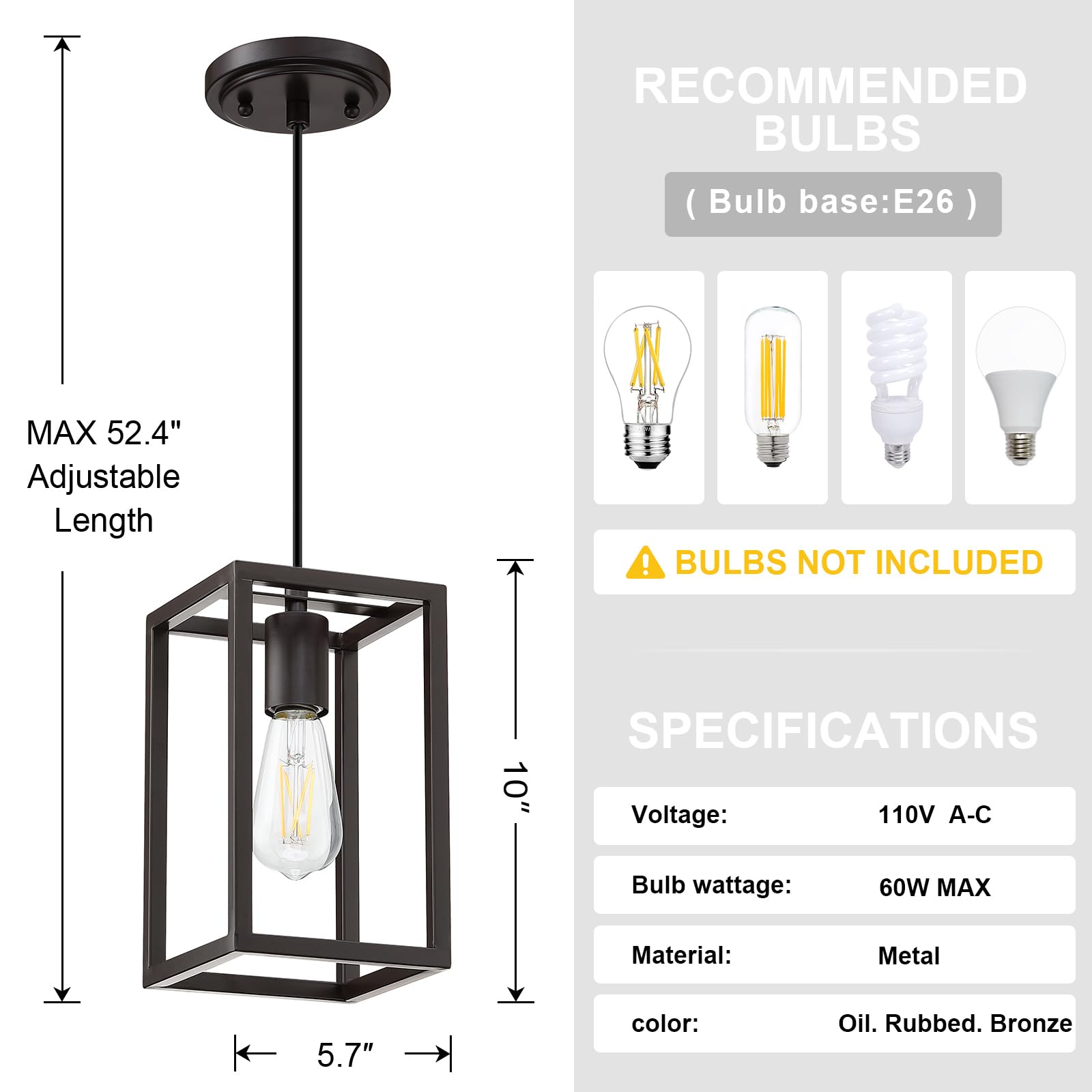 3 Pack Adjustable Rustic Farmhouse Pendant Lights - Metal Cage Mini Hanging Light Fixtures for Kitchen Island, Dining Room, Cafe & Bar - Oil Rubbed Bronze Finish - Perfect for Home Decor & Commercial Spaces