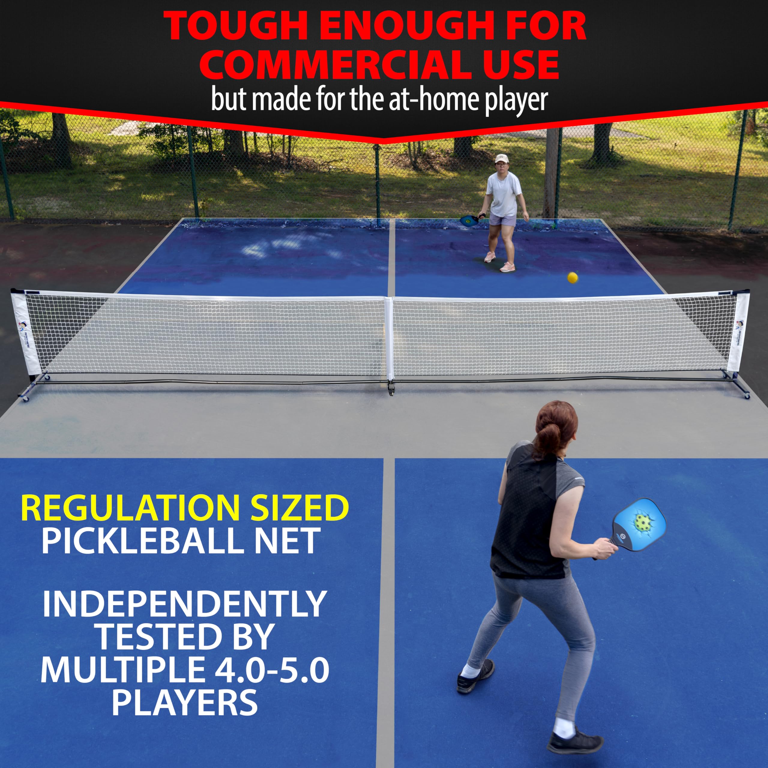 Premium Heavy Duty Pickleball Net with Wheels 2.0 - Portable & Adjustable for Indoor/Outdoor Play - Perfect for Backyard, Court, and Tournament Use