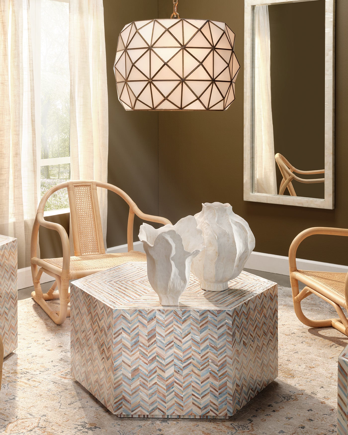 Modern Hexagon Coffee Table - Mid-Century Style Wooden Accent Table for Living Room | Perfect for Small Spaces, Home Decor & Coffee Lovers