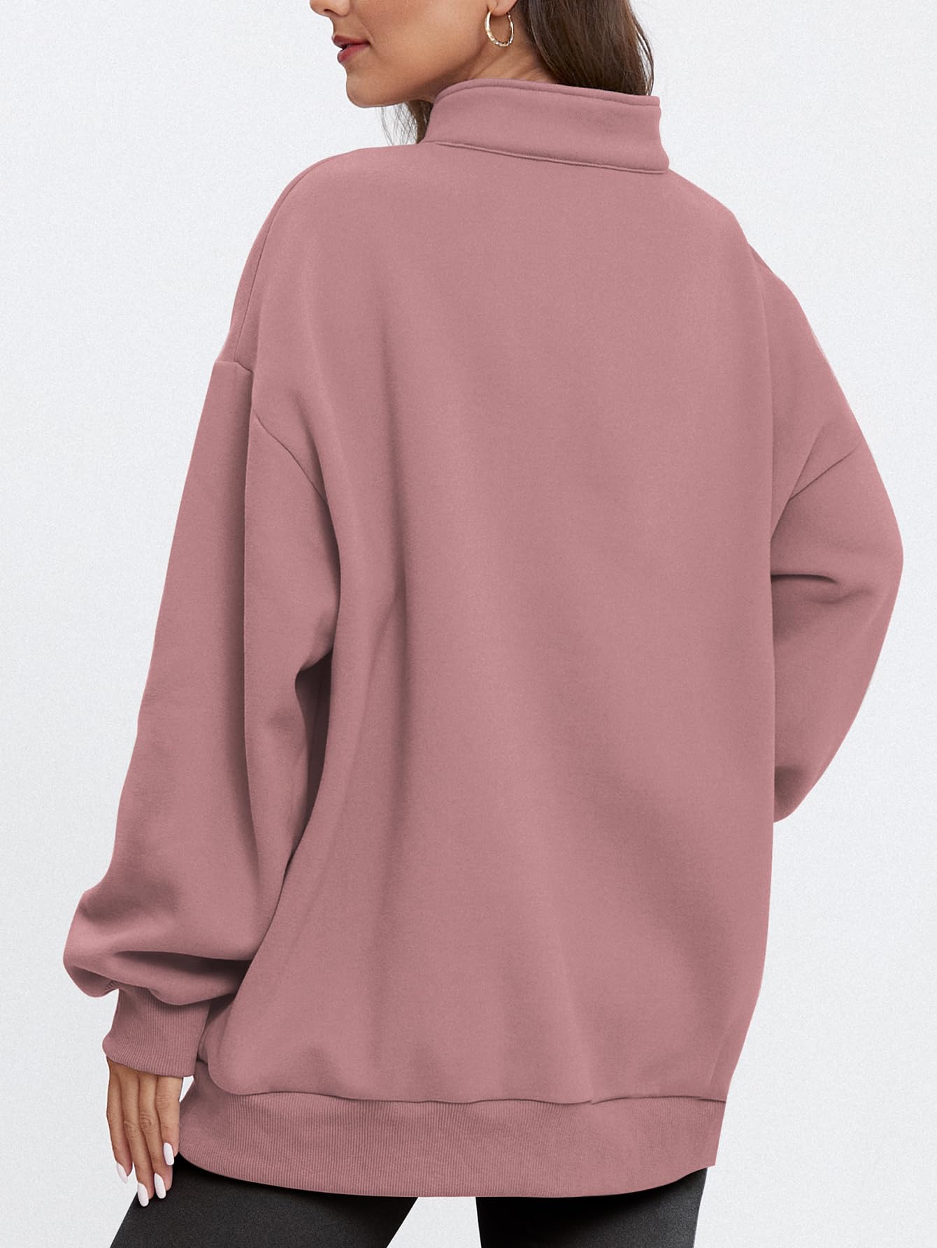 ATHMILE Women's Oversized Half Zip Pullover - Long Sleeve Quarter Zip Hoodie Sweater | Y2K Fall Fashion for Teen Girls | Perfect for Casual Wear, School, and Outdoor Activities