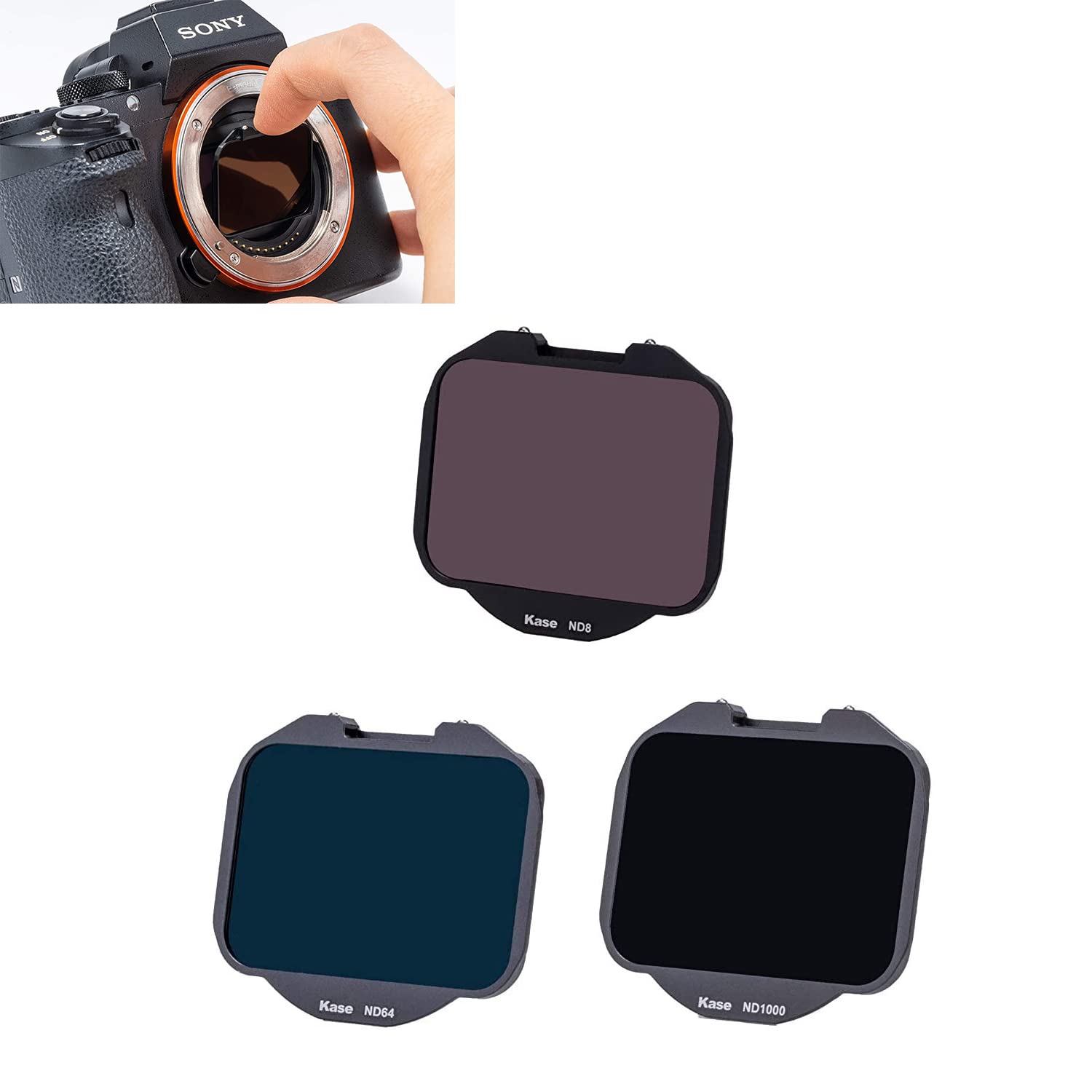 Kase Clip-in Filter Kit for Sony - ND8, ND64, ND1000 Neutral Density Filters - Compatible with Sony A9, A7 IV, A7 III, Alpha Cameras - Perfect for Landscape, Long Exposure & Video Photography