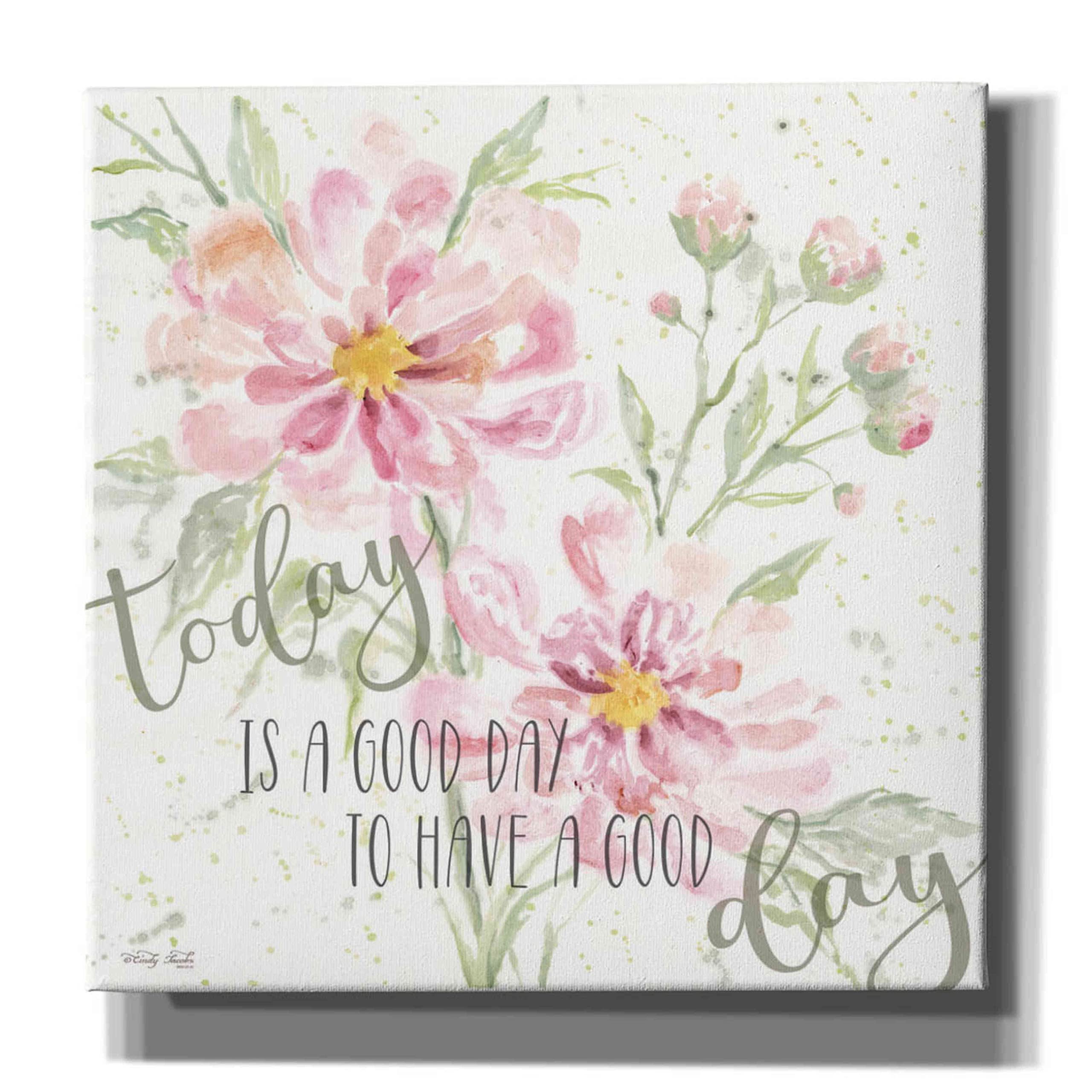 Floral Today is a Good Day Canvas Wall Art by Cindy Jacobs - 12x12 Inch Modern Home Decor for Living Room, Bedroom & Office - Vibrant Floral Painting for Wall Decoration