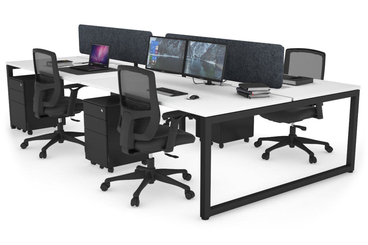 Quadro Loop Legs 4 Person Office Workstation - 1800L x 800W with Cable Management Scallop - Ideal for Collaborative Workspaces & Open Office Environments