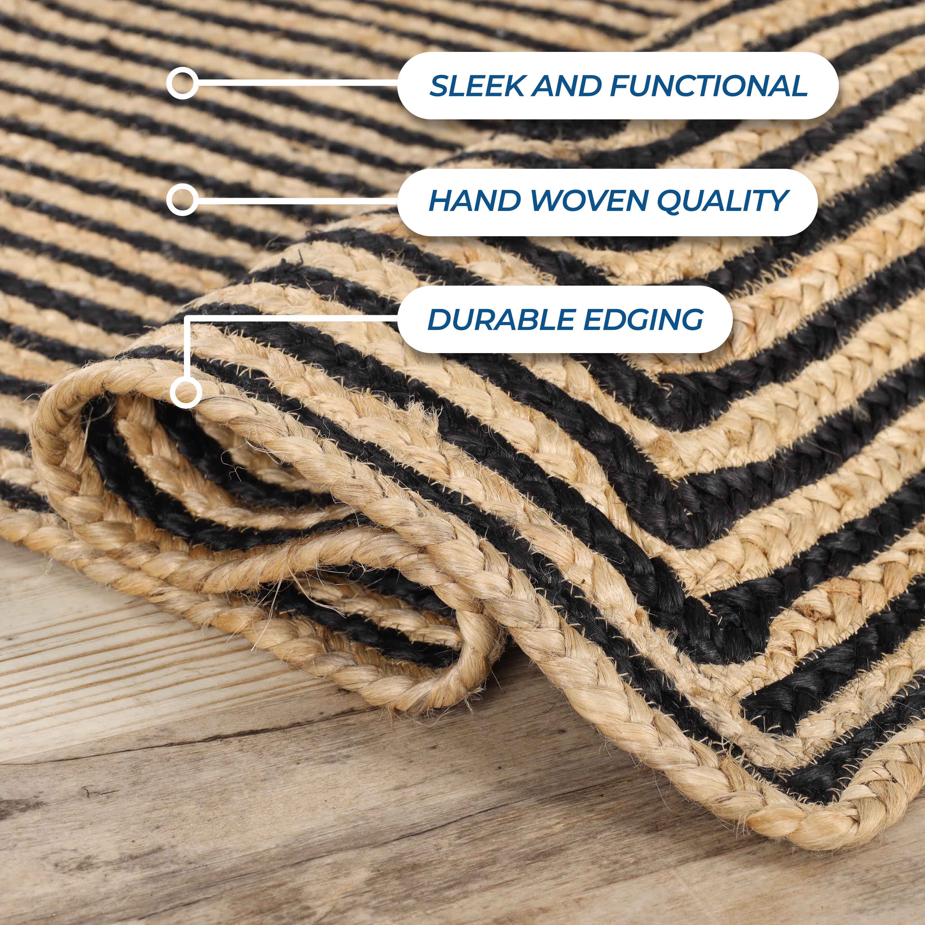 Braided Jute Reversible Handwoven Rug - Natural Fiber Indoor/Outdoor Area Rug for Living Room, Bedroom, Patio & Deck - Eco-Friendly Home Decor