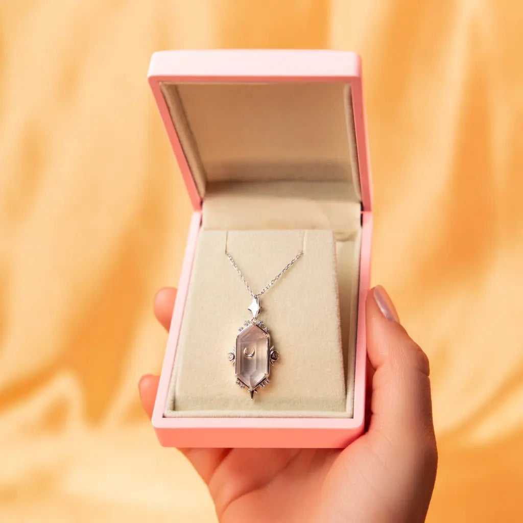 Asteria Genuine Lavender Quartz Pendant Necklace - Healing Crystal Jewelry for Women, Elegant Gift for Meditation, Yoga & Spiritual Wellness