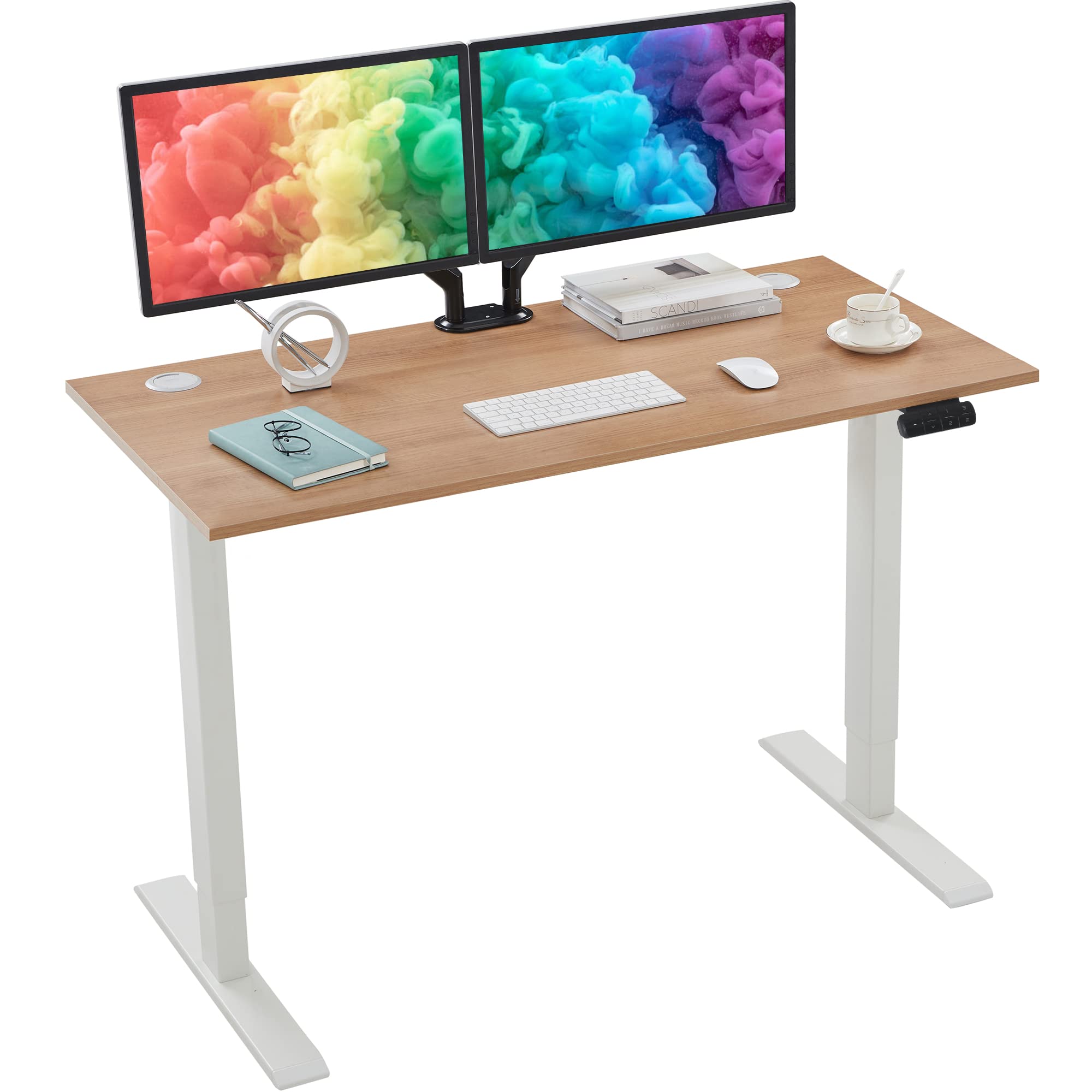 Smart Electric Standing Desk - Dual Motor Adjustable Height Desk for Home Office, 48 x 24 Inch Workstation (Easy 10-Min Assembly) | Perfect for Remote Work, Gaming & Study Spaces