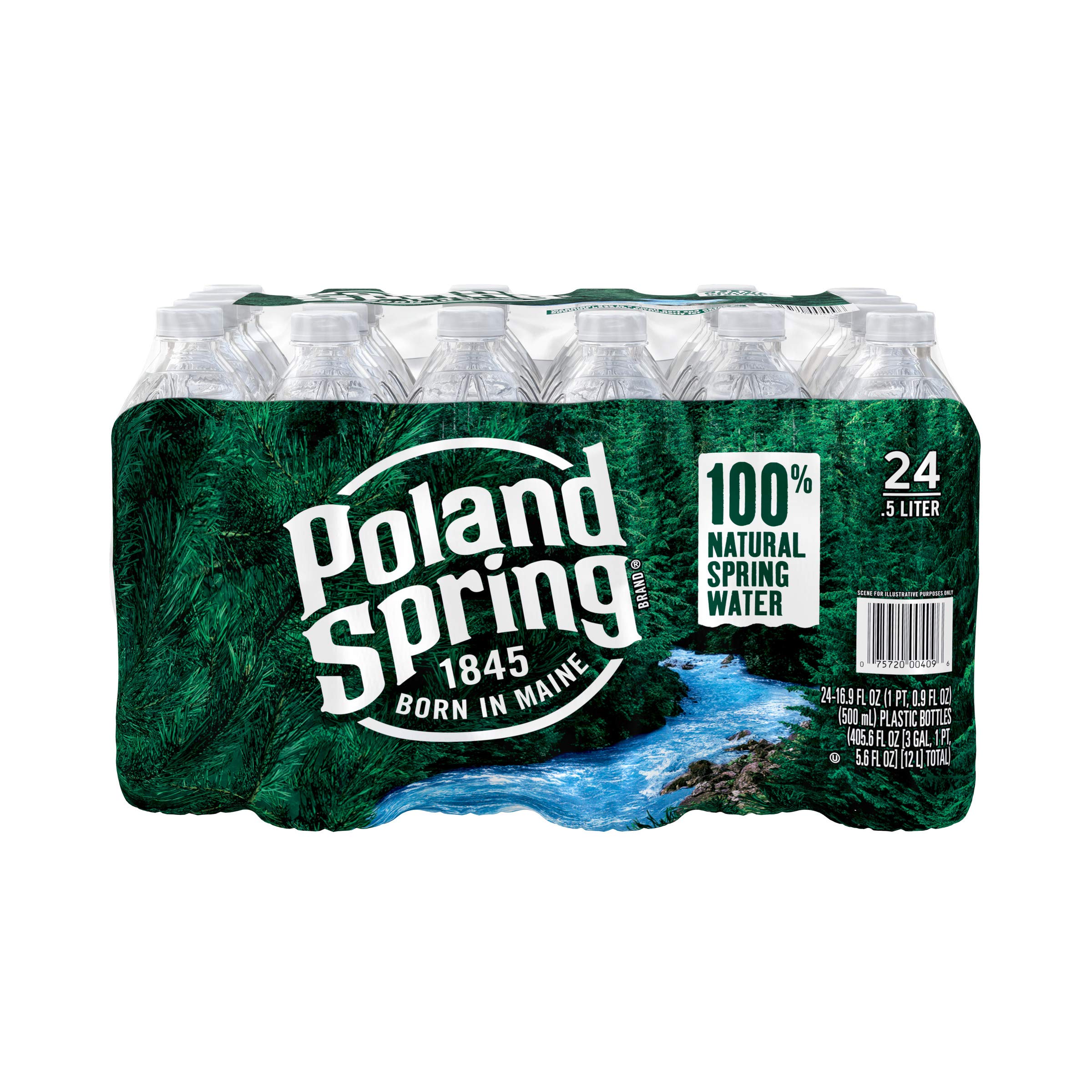 Poland Spring Natural Spring Water 24-Pack, 16.9 Fl Oz Bottles - Perfect for Hydration at Home, Office, or Outdoor Activities
