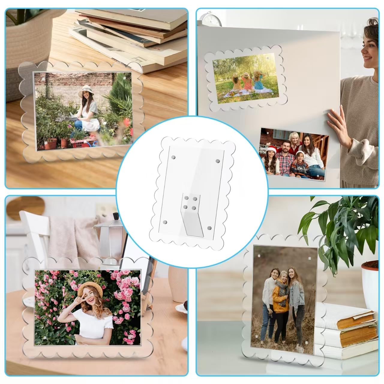3 Pack 4x6 Magnetic Photo Frames - Clear Acrylic for Refrigerator & Desktop Display