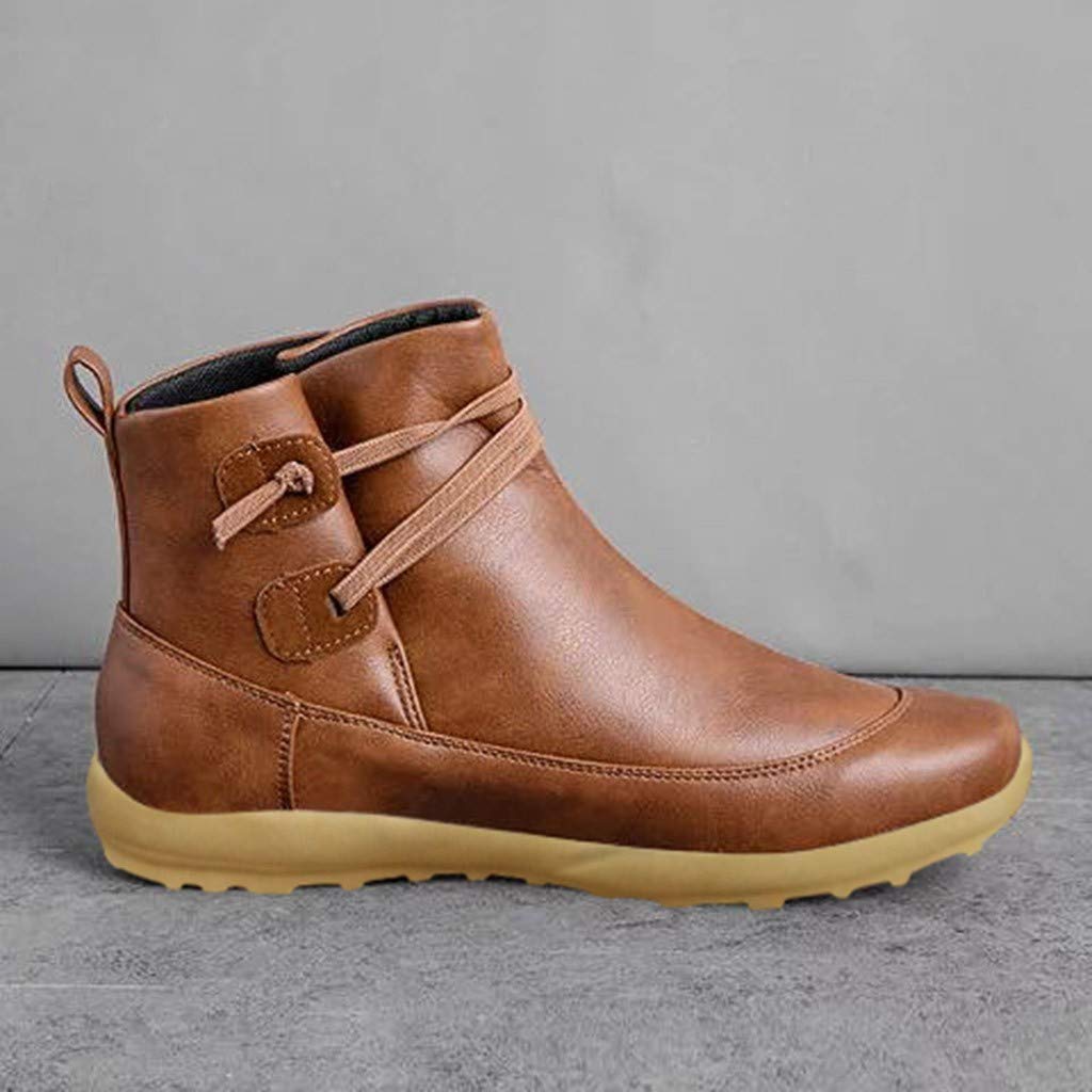 Women's Comfortable Wide Width Peep Toe Ankle Boots - Brown Leather Western Heeled Booties with Ankle Strap & Open Toe Cutouts | Perfect for Casual Outings, Date Nights & Office Wear