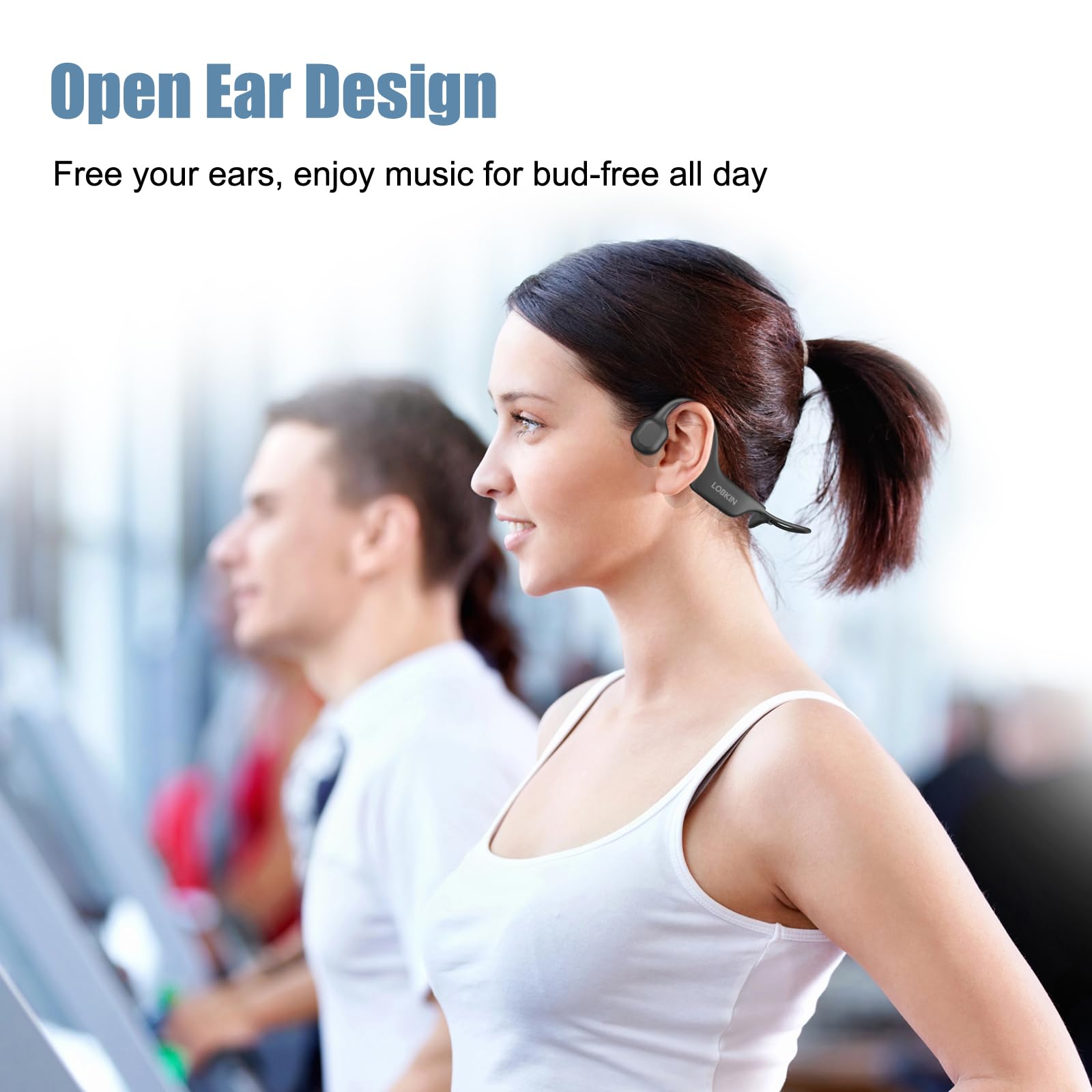 LOBKIN Bone Conduction Bluetooth 5.3 Headphones - Open Ear Wireless Headphones with Mic, IPX5 Waterproof for Running, Gym, Cycling & Outdoor Sports (Grey) - Perfect for Workouts, Jogging & Active Lifestyle