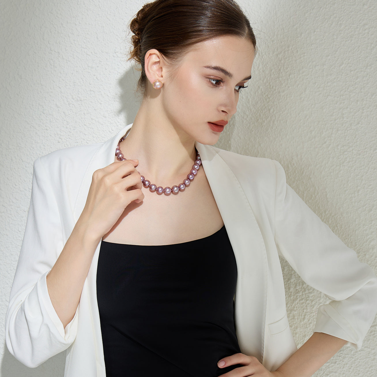 18K Gold Plated Edison Pearl Necklace - Purple Lustre Pearl Pendant for Women, Elegant Gift for Wedding, Anniversary & Special Occasions