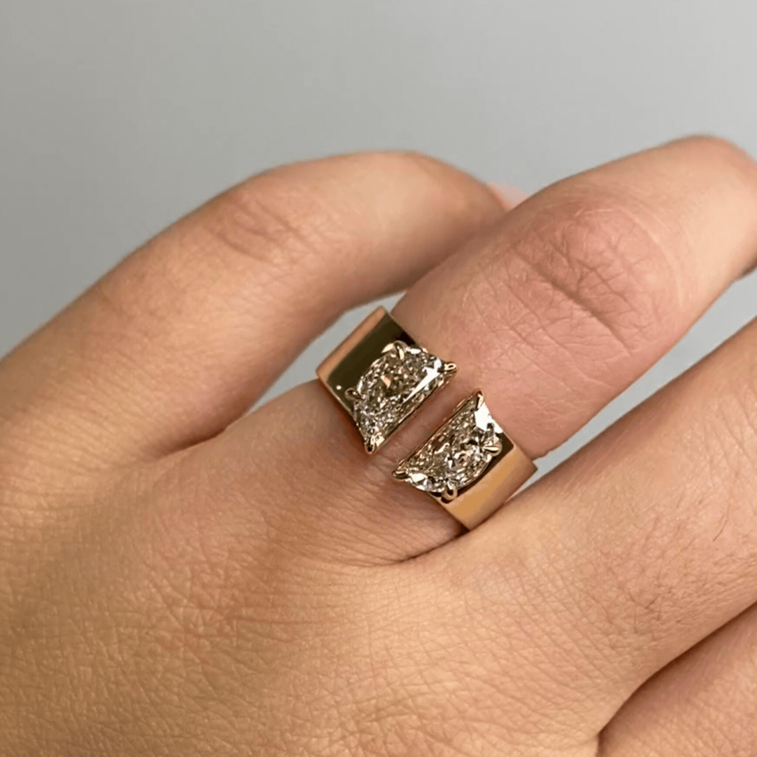 Double Moon Gap Ring - Unique Stackable Silver Ring for Women - Perfect for Layering, Everyday Wear & Special Occasions