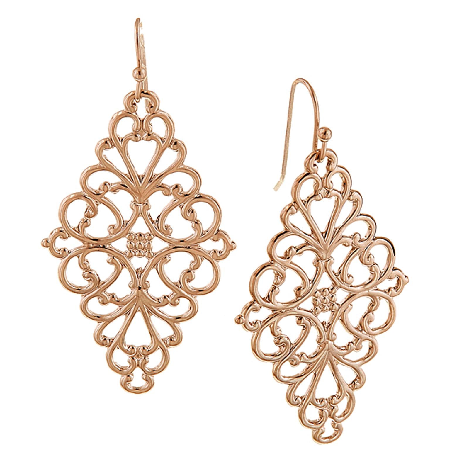 1928 Vintage Filigree Diamond Drop Earrings for Women - 14K Gold Plated Dangle Earrings for Wedding, Party & Special Occasions