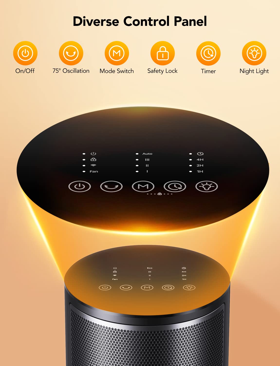 Govee Smart Space Heater for Indoor Use - 1500W Portable Ceramic Heater with 75° Oscillation, WiFi App & Voice Control, Auto Thermostat, 24H Timer, Overheat & Tip-Over Protection - Perfect for Office, Bedroom & Home Use
