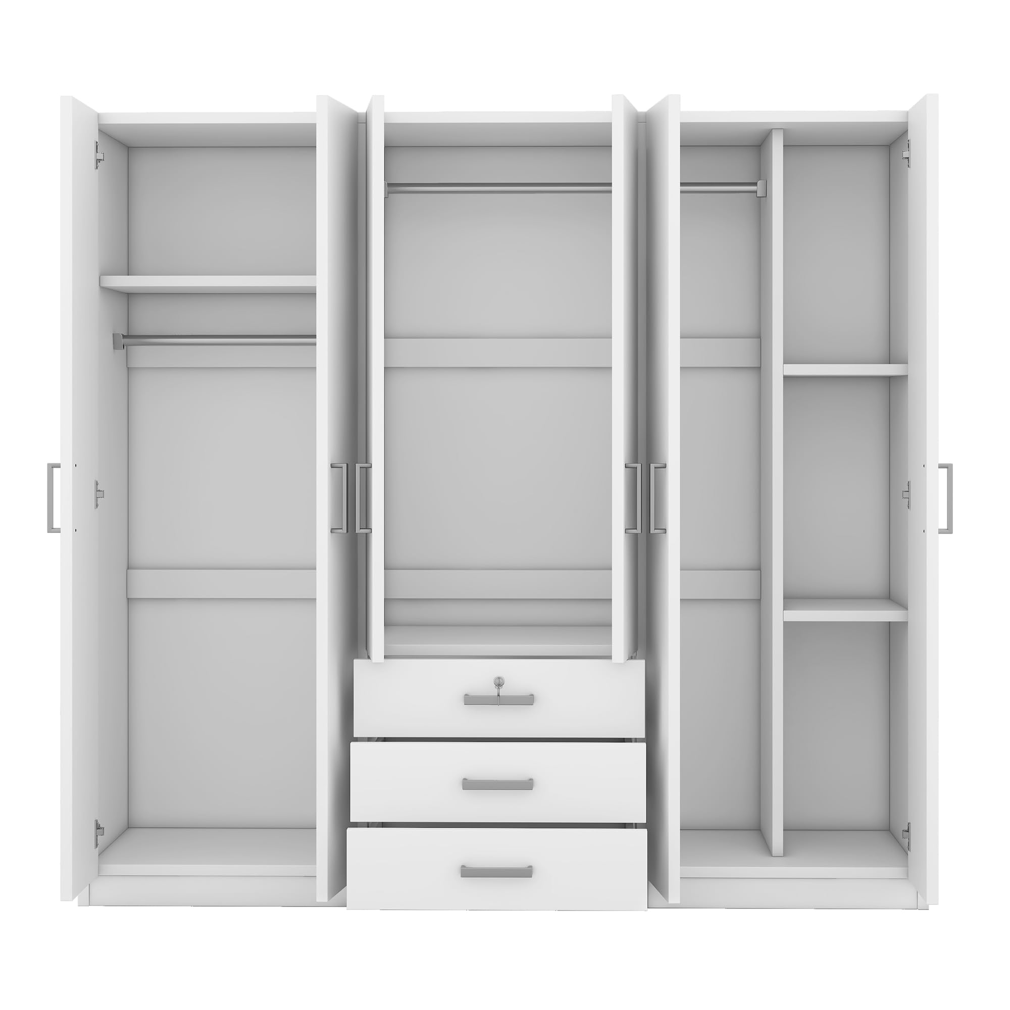 Large 6-Door Wooden Wardrobe Closet - 70.9