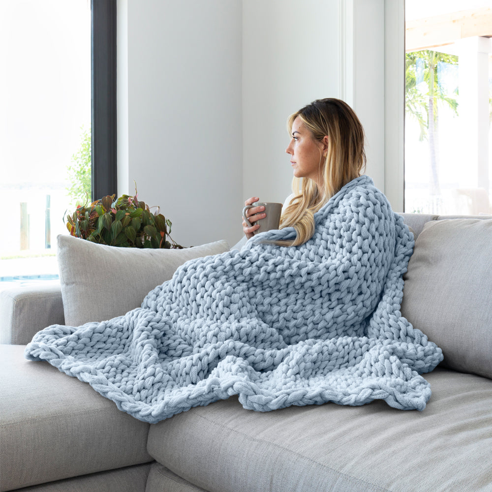 Oversized Chunky Knit Blanket - Soft & Cozy Extra Large Throw Blanket for Couch, Bed & Sofa - Perfect for Winter, Home Decor & Gift