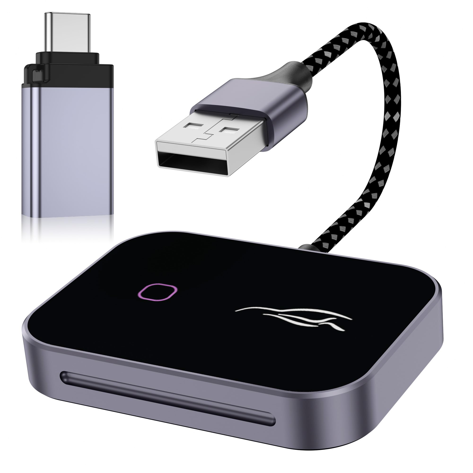 2 in 1 Wireless CarPlay Adapter - Convert Wired to Wireless CarPlay Dongle for iPhone iOS 10+, Plug & Play for Cars 2015+ (Black) - Seamless Music Streaming & Hands-Free Calling While Driving