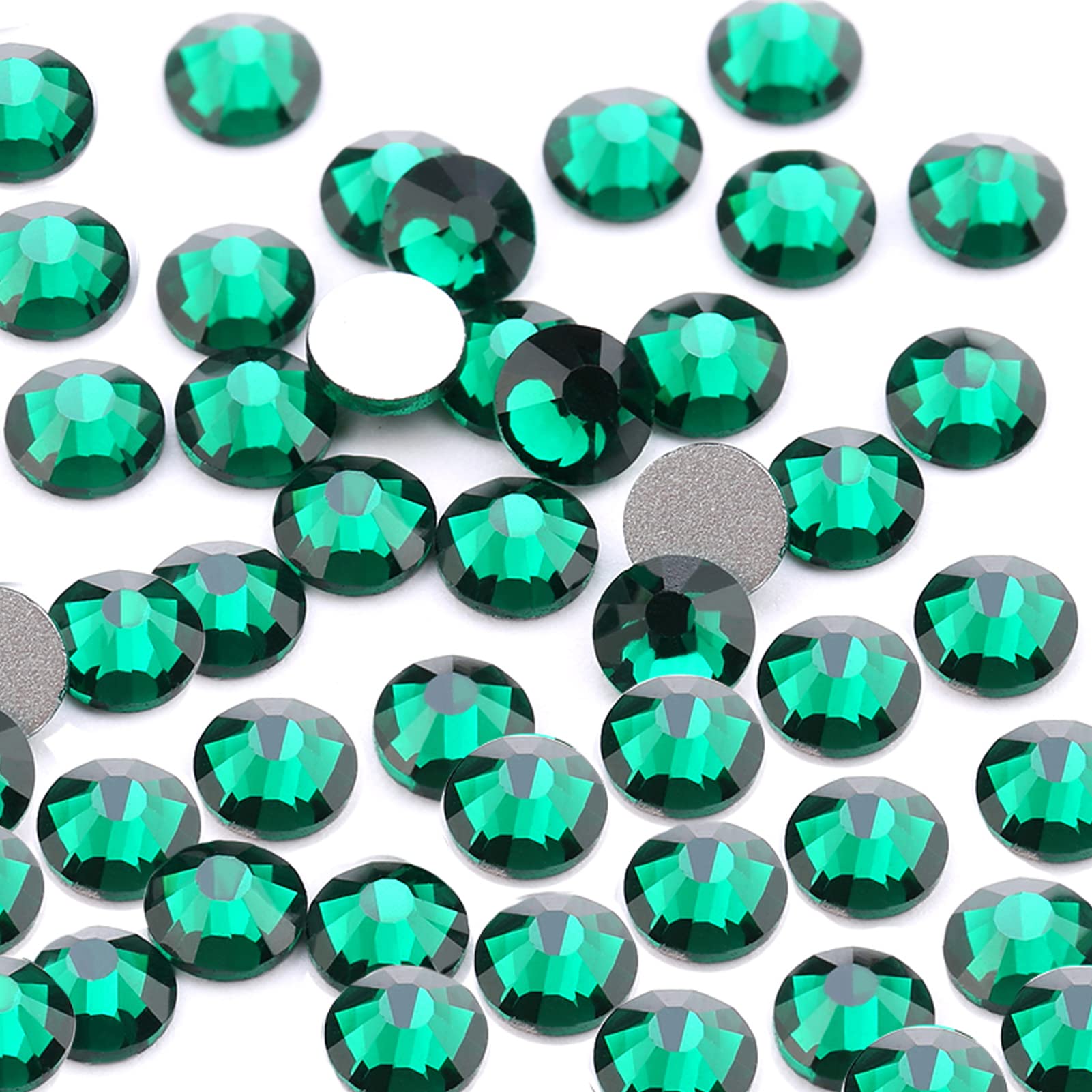 Dowarm 1440Pcs SS10 Flatback Nail Crystals - 2.8MM Glass Rhinestones for Nail Art, DIY Crafts, Dance Costumes & Jewelry Making | Non-Hotfix Adhesive Gems (SS10/2.8MM, Green Emerald) - Perfect for Manicures, Costume Design, Scrapbooking & Home Decor