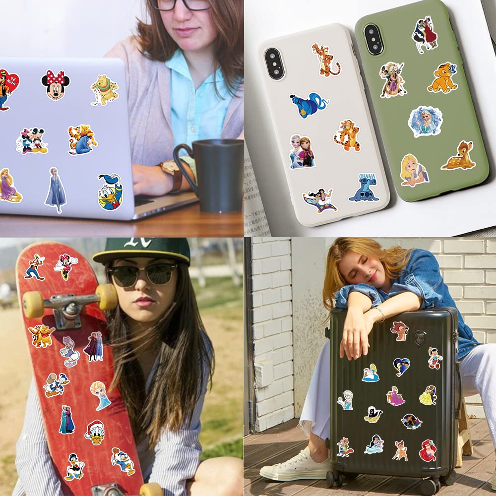 100PCS Cartoon Stickers for Kids - Waterproof Vinyl Princess Stickers Pack for Teens & Adults - Cute Decals for Water Bottles, Laptops, Luggage - Perfect for School, Travel & DIY Crafts