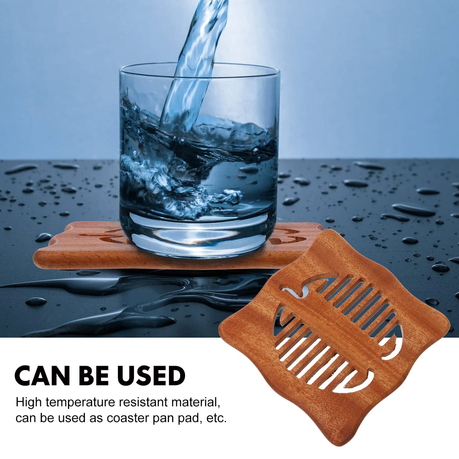 Hemoton Wooden Coaster Set - 1PC Heat Resistant Trivet for Hot Pots, Pans, and Serving Dishes | Non-Slip Cup Mat for Coffee, Tea, and Cutlery | Perfect for Kitchen, Dining Table, and Outdoor Picnics