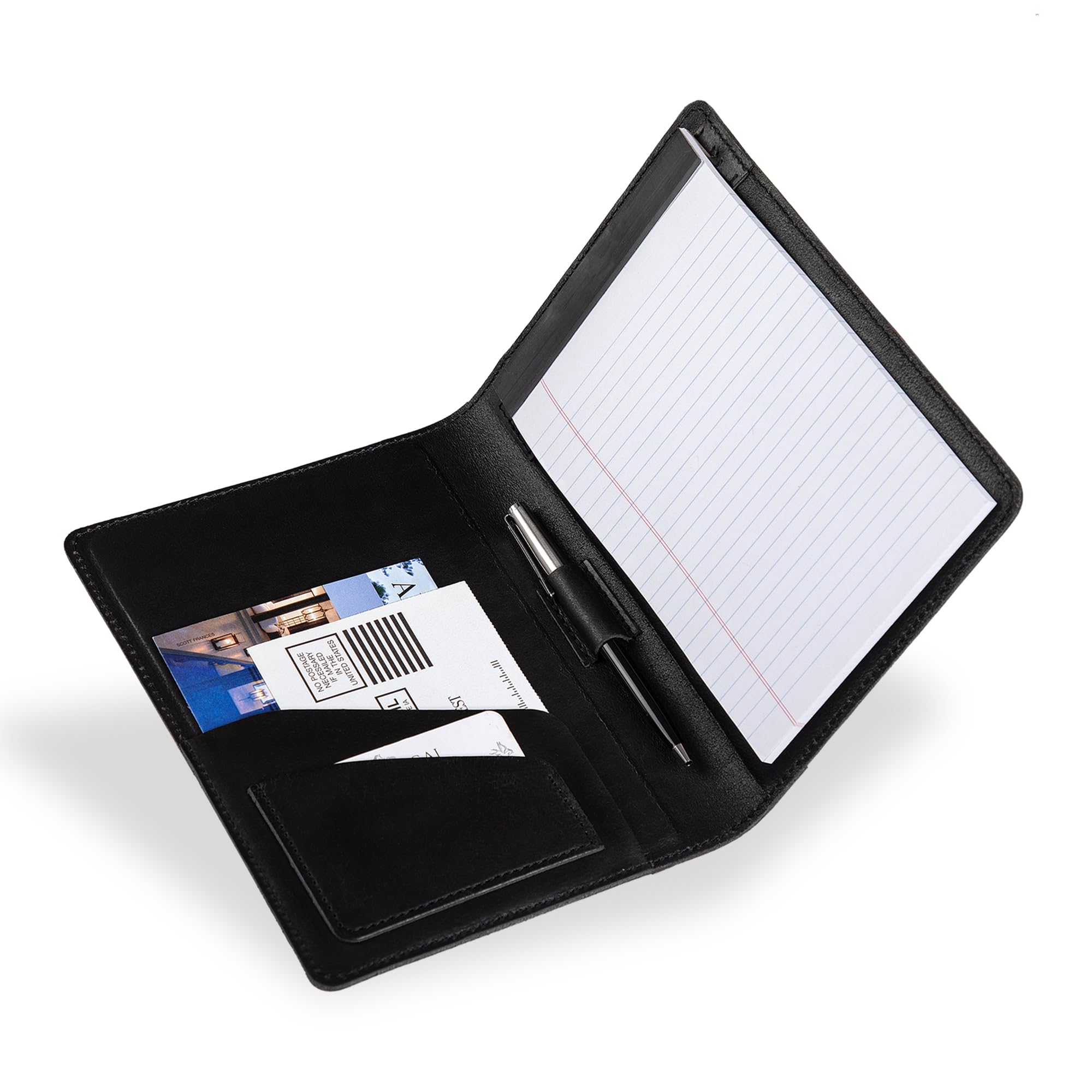 PEGAI Junior Legal Pad Organizer - Leather Portfolio Binder for Resume, Interviews & Documents | Business Card Holder & Personalized Folio | Professional Office & School Accessory | Eriksen (Charcoal) | Perfect for Meetings, Presentations & Job Interviews