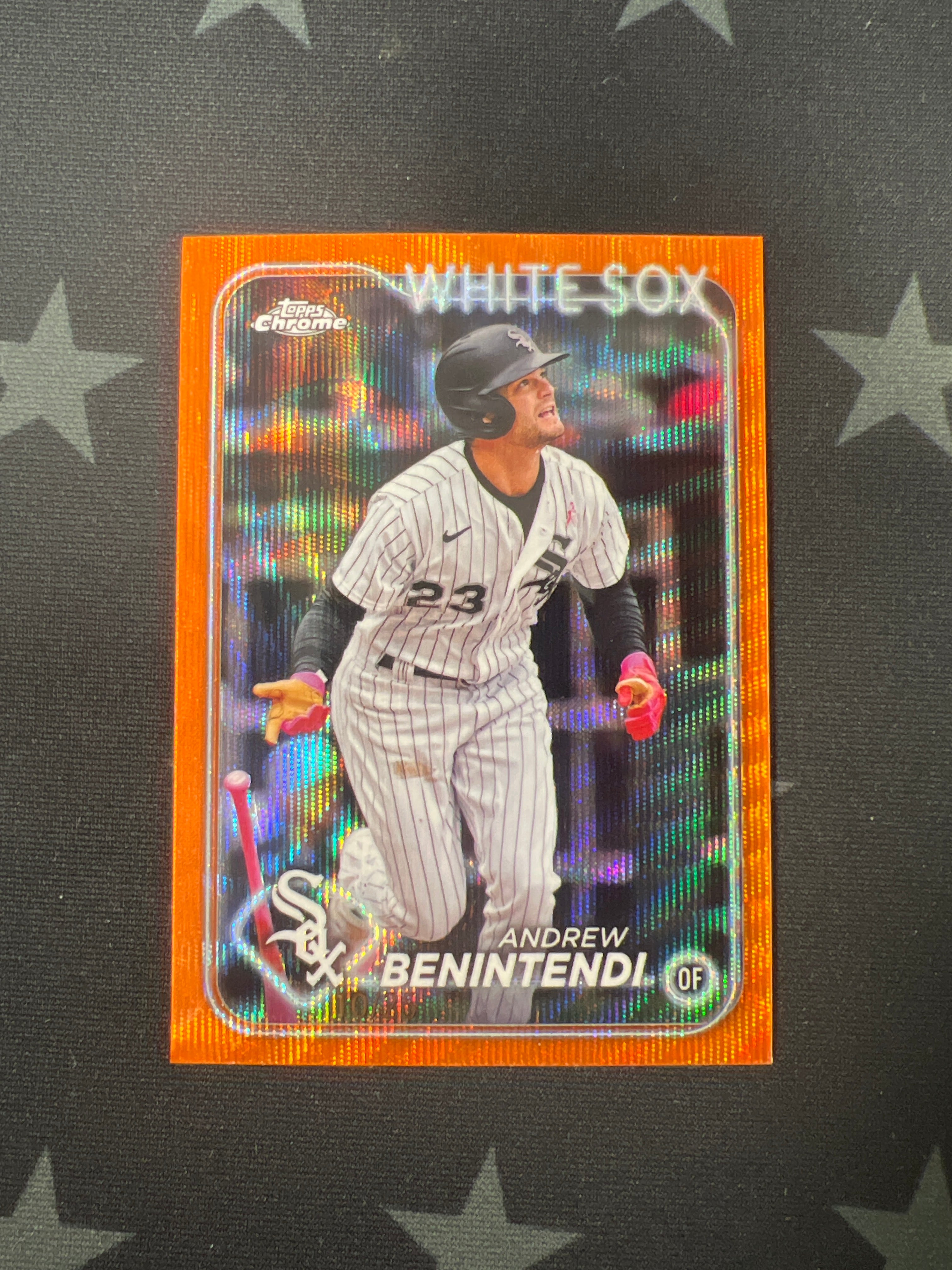2024 Topps Chrome Andrew Benintendi #33 Orange Wave Parallel /25 - Rare Baseball Trading Card for Collectors & Fans - Perfect for Display, Investment & Sports Memorabilia Collections