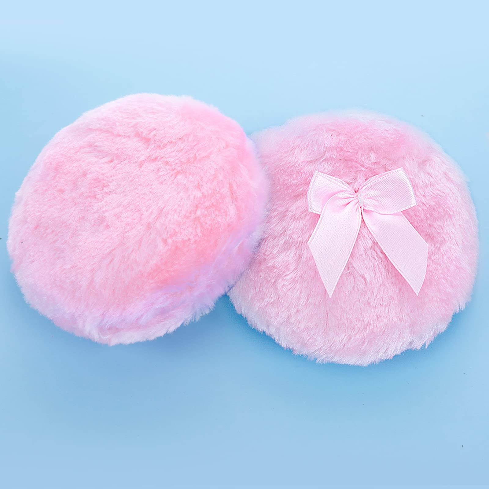 Sibba 4 Inch Large Fluffy Powder Puff - Ultra Soft Washable Velour Face & Body Powder Puff for Loose Powder - Reusable Wet/Dry Makeup Tool (Pink) - Perfect for Setting Makeup, Baking & Touch-Ups