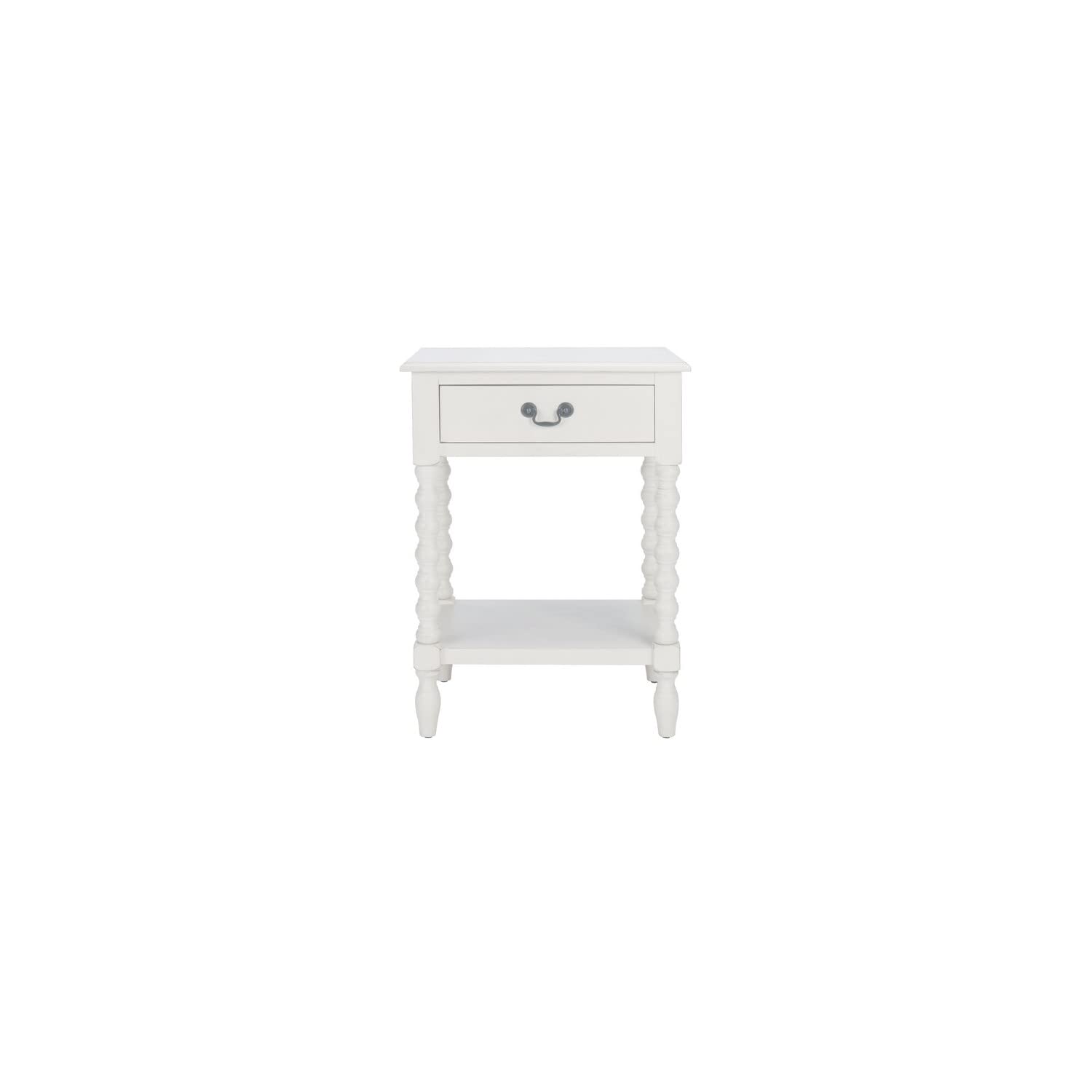 Safavieh Home Collection Athena Distressed White 1-Drawer Accent Table - Vintage Style Nightstand for Bedroom, Living Room, or Office (ACC5703A)