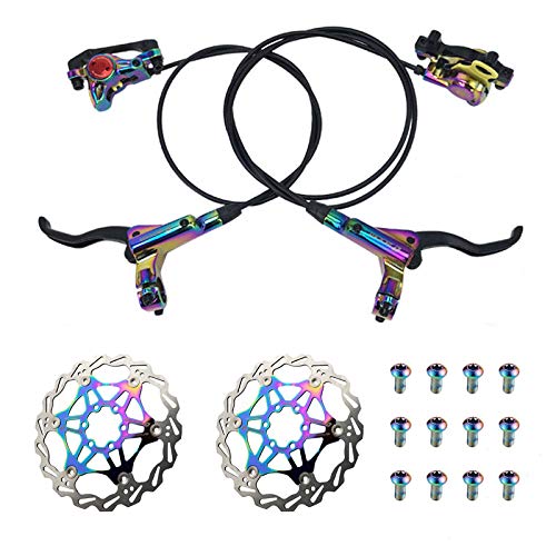 **High-Performance Zoom Hydraulic Disc Brakes Set for Mountain Bikes - Front & Rear MTB Brakes with 160mm Floating Rotor & Multi-Color Bolts | Ideal for Trail Riding, Downhill & Off-Road Cycling**