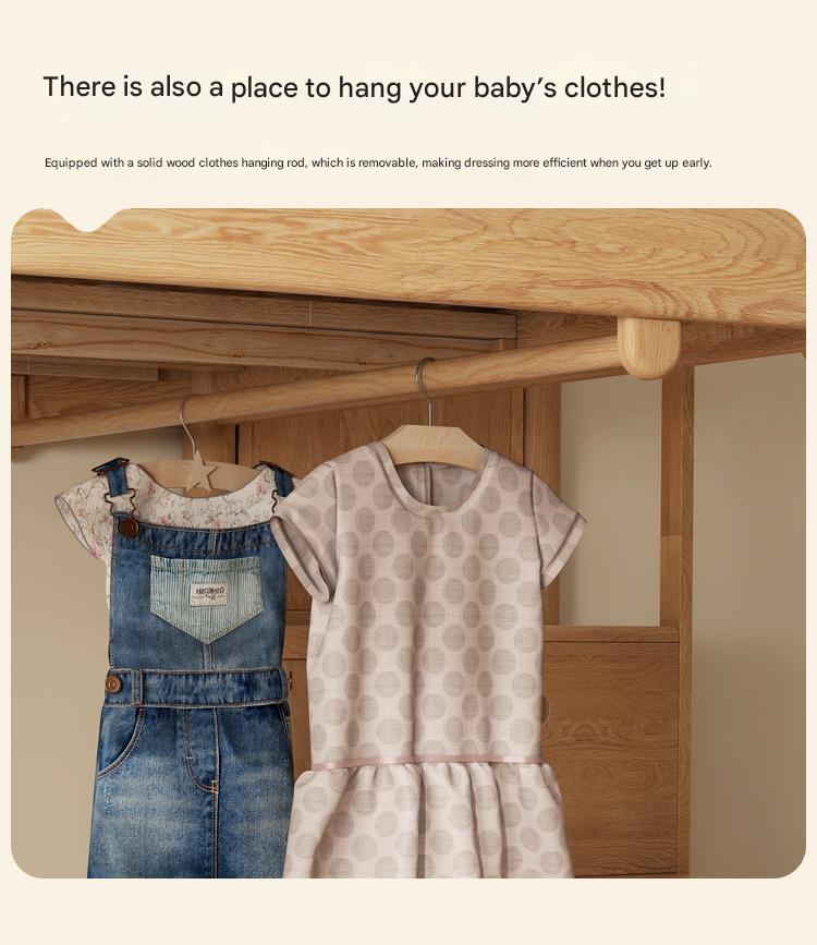 Solid Oak Wood Loft Bed with Storage Cabinet - Space-Saving Furniture for Small Rooms, Kids Bedroom & Dormitory