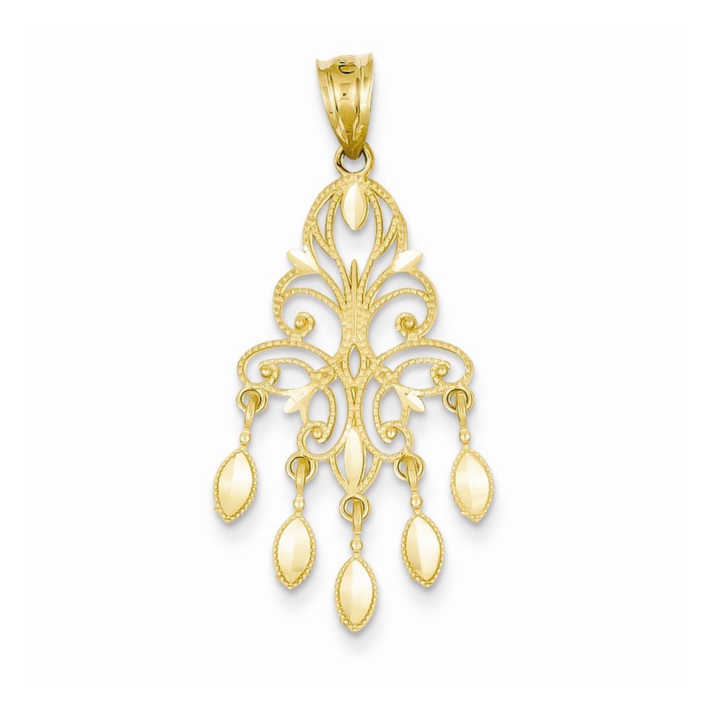 14K Gold Polished Diamond-Cut Chandelier Pendant Necklace - Elegant Jewelry for Women, Perfect for Parties, Weddings & Special Occasions