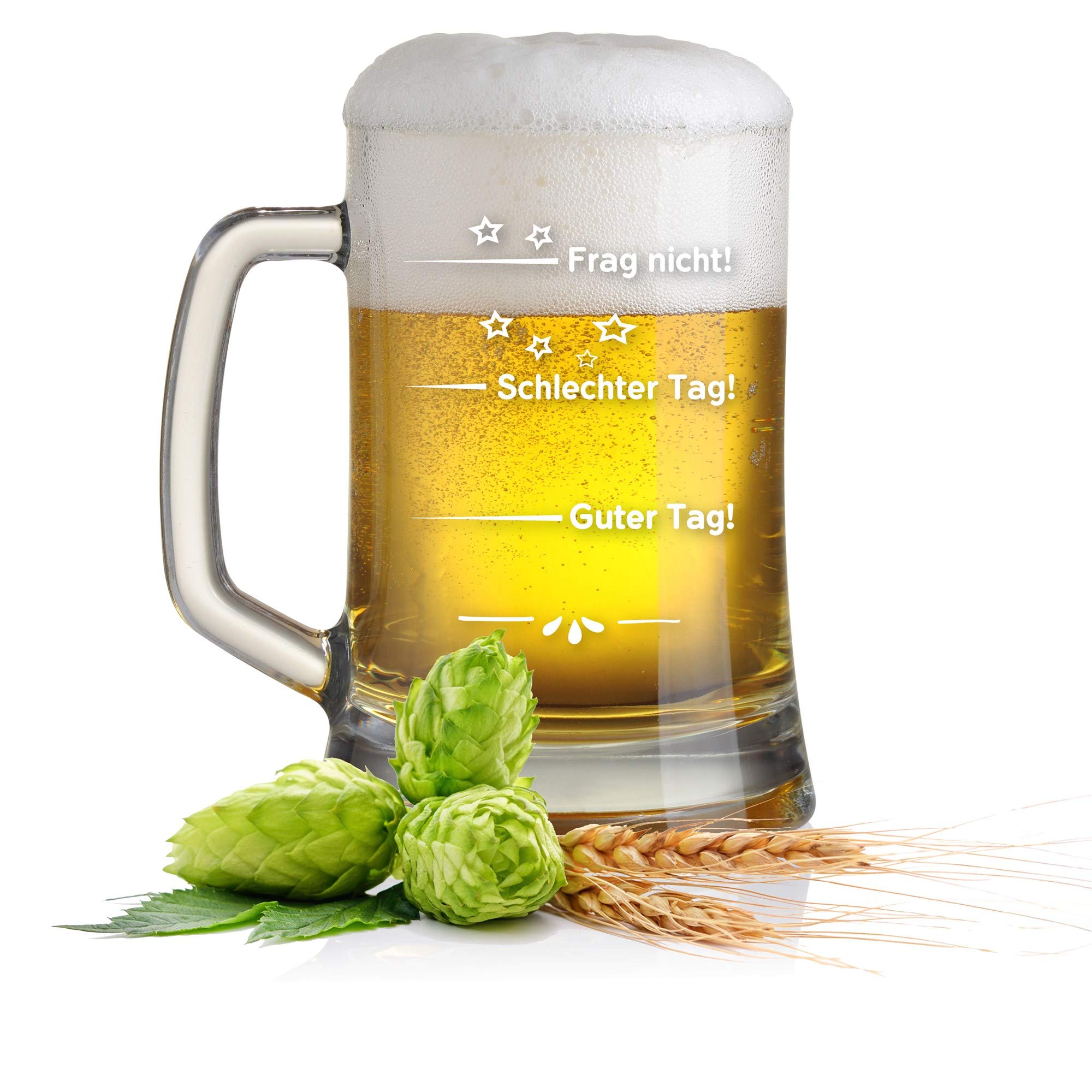 Personalized Beer Mug - 500ml Engraved Glass with 'Good Day Bad Day' Design - Perfect for Gifts, Parties & Home Bar Decor