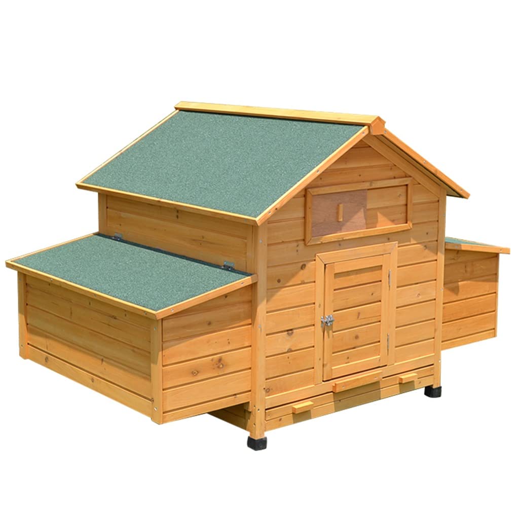 Premium Outdoor Wooden Chicken Coop & Rabbit Hutch - 150x100x96cm Poultry Cage with 2 Nesting Boxes, Removable Tray & Waterproof Roof (Brown) - Ideal for Backyard Farming, Pet Rabbits & Chicken Keeping