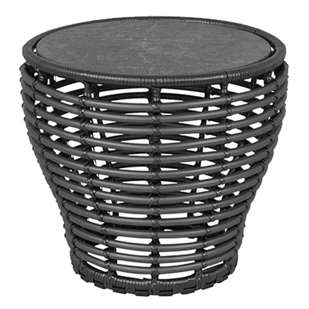 Outdoor Wicker Coffee Table - Small Round Basket Weave Side Table for Patio, Garden, or Balcony - Perfect for Relaxing with Coffee or Drinks
