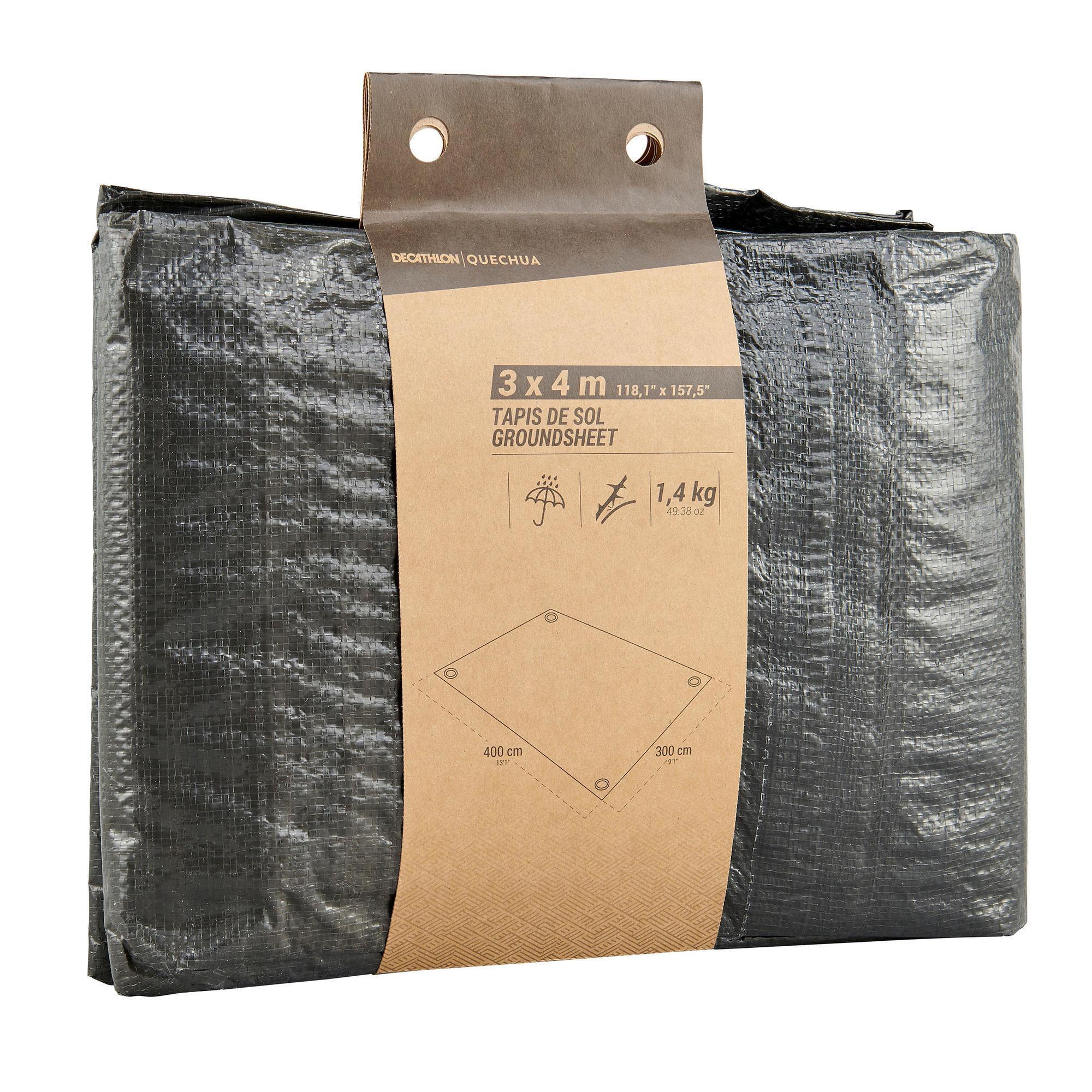 Quechua 118 x 157 Inch Waterproof Camping Tarp - Heavy Duty Ground Sheet for Outdoor Adventures, Hiking, Picnics & Beach Use