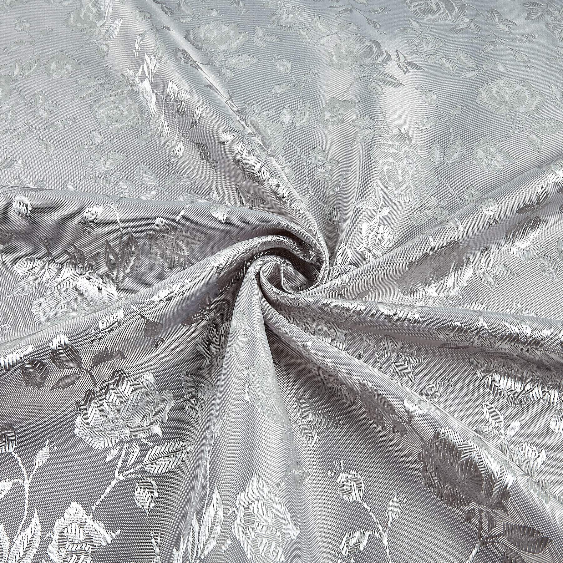 Rose Satin Jacquard Silver Fabric by the Yard - Elegant Drapery & Upholstery Material for Wedding Decor, Home Furnishings, and DIY Sewing Projects