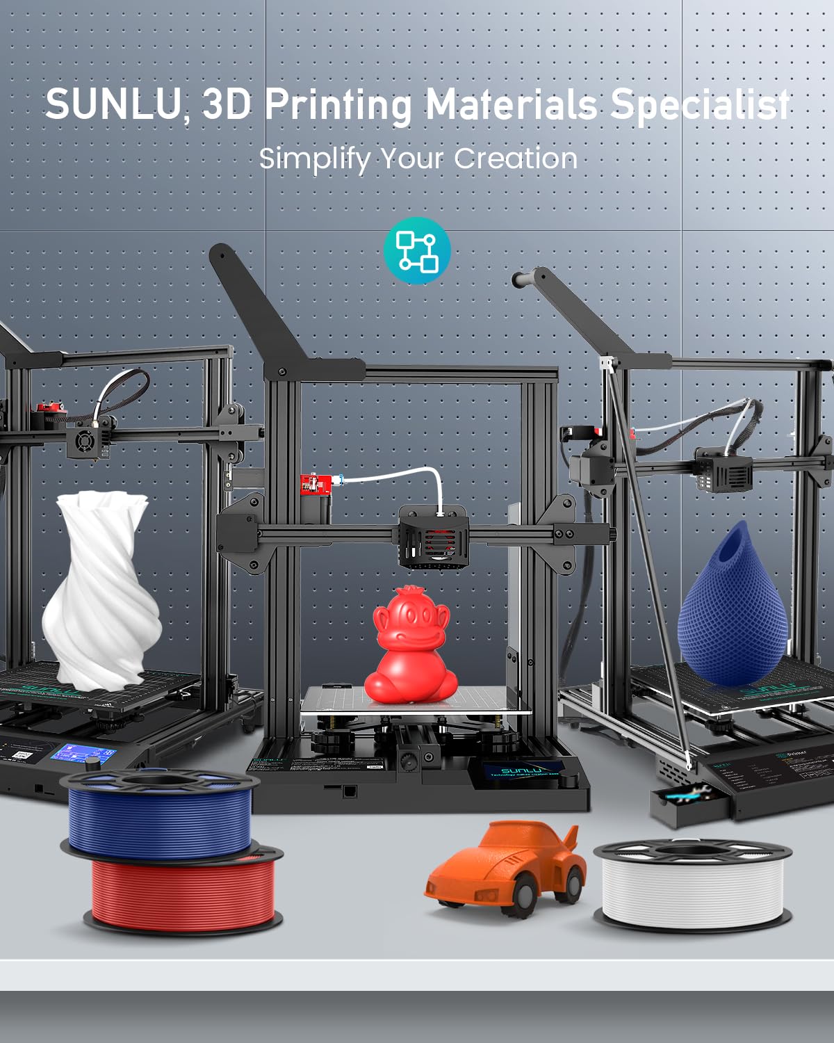 SUNLU PETG Filament 1.75mm for 3D Printing - High Strength, Low Warping, Minimal Stringing Filament with Excellent Layer Adhesion - 1kg Spool (1.75±0.02mm, Black) - Perfect for Functional Parts, DIY Projects & Prototyping