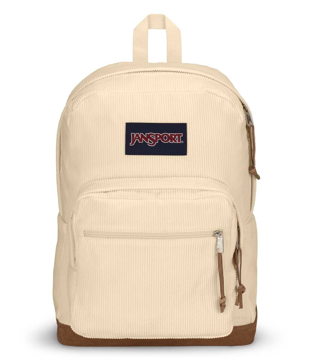 JanSport Right Pack Expressions Backpack - Coconut Corduroy Fabric, Lightweight Laptop School Bag for College Students & Travel, Perfect for Campus, Commuting & Outdoor Adventures