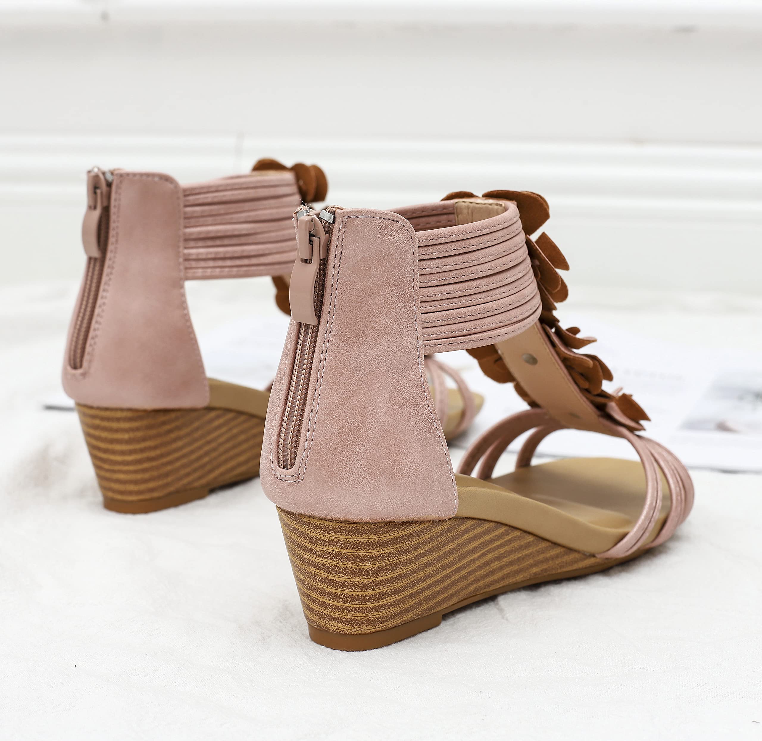 FRALOSHA Women's Open Toe Wedge Sandals - Comfortable High Heel Roman Style Summer Shoes for Casual Wear, Beach & Vacation | Breathable Design for All-Day Comfort