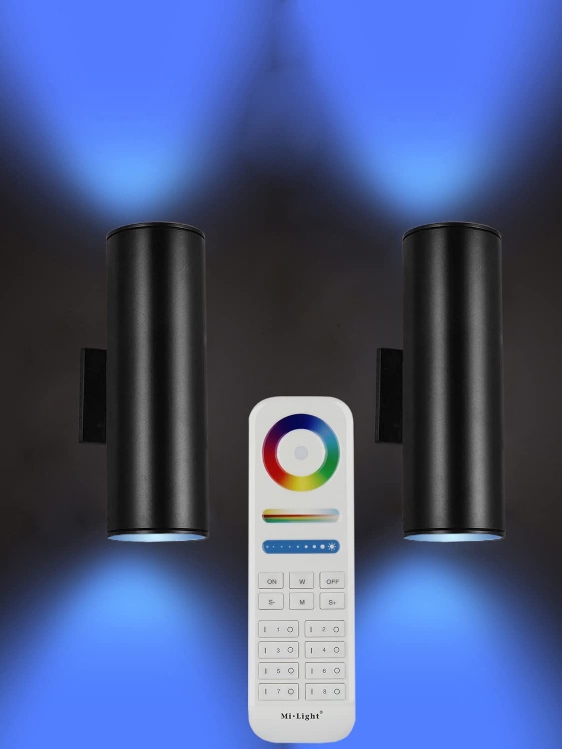 Smart RGB Color Changing Outdoor Wall Lights with Remote Control - 2 Pack ETL Listed Exterior Lighting for House, Porch & Garage (Includes 2 A19 Bulbs) - Perfect for Patio, Garden & Landscape Lighting